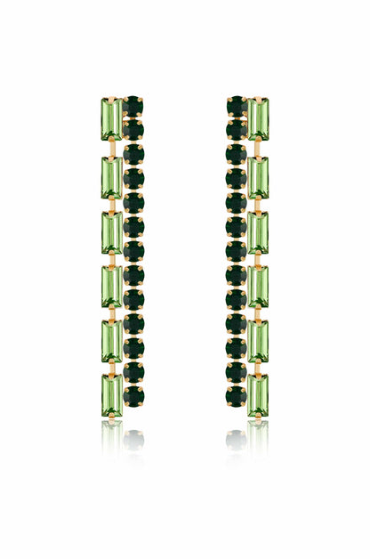 Date Night Crystal Drop 18k Gold Plated Earrings in green