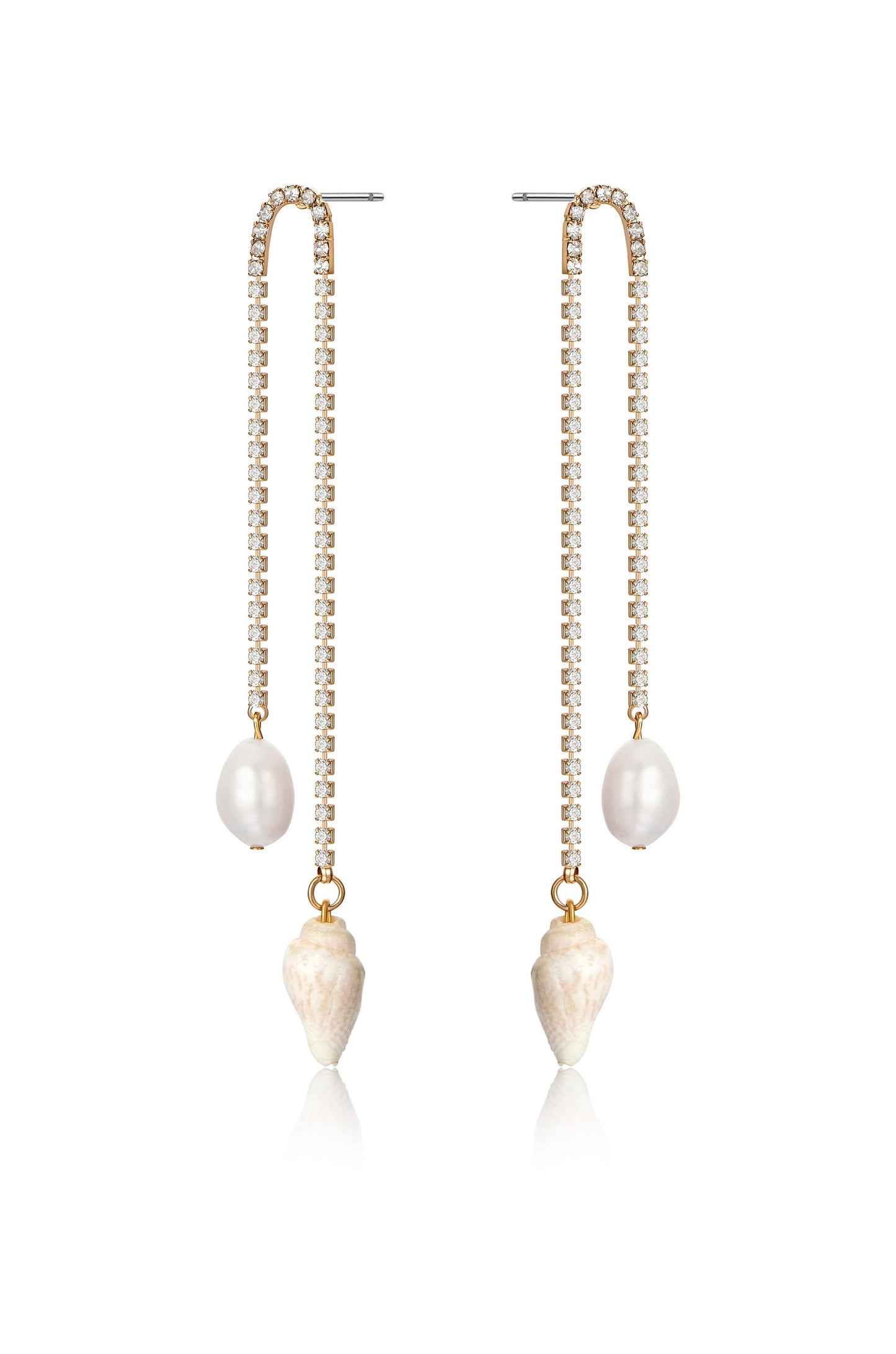 Shell and Pearl Vacation Dangle Earrings side