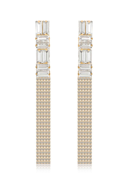 Art Deco Crystal Chain 18k Gold Plated Earrings