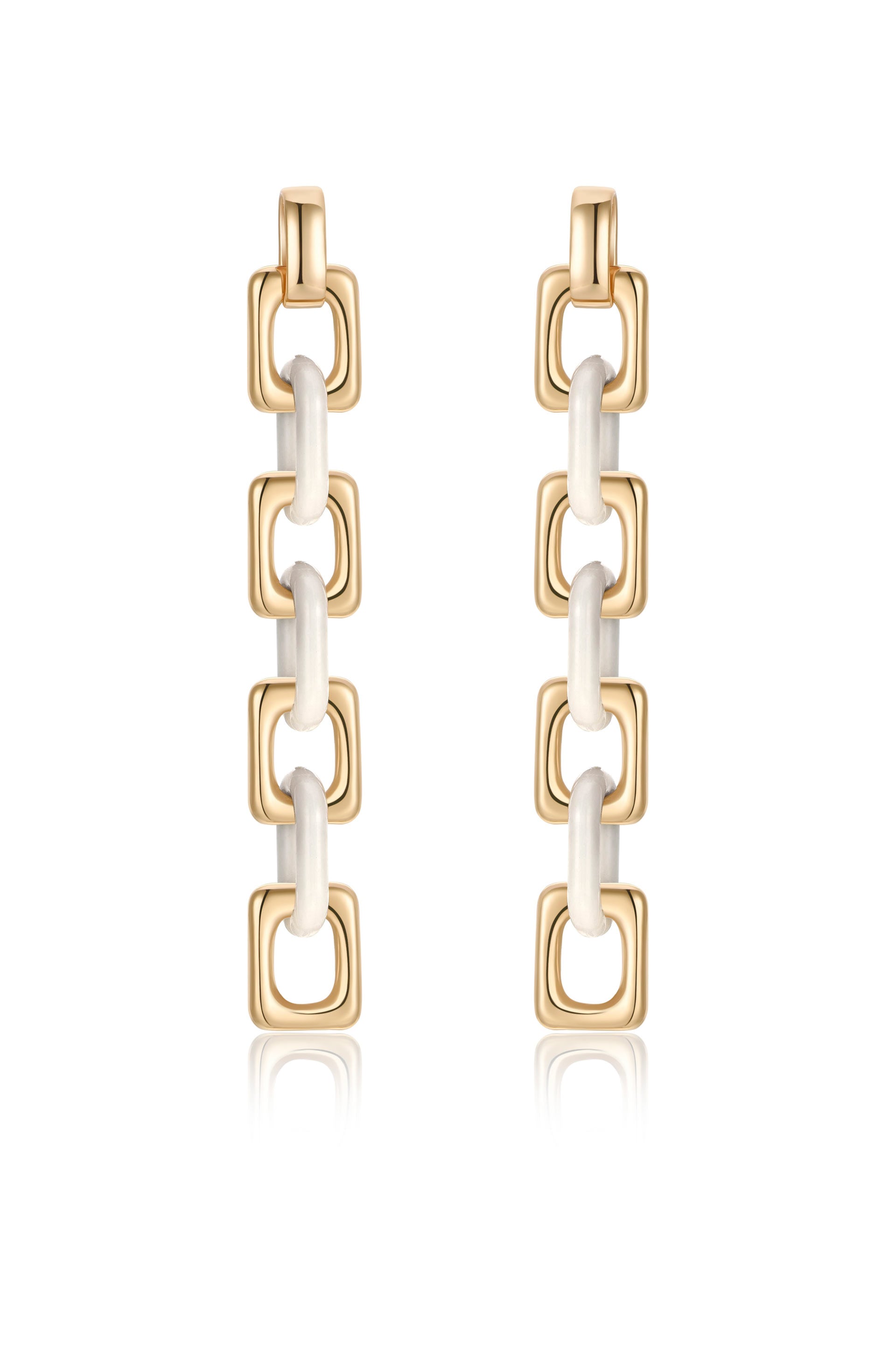 Resin Rectangle and 18k Gold Plated Chain Drop Earrings