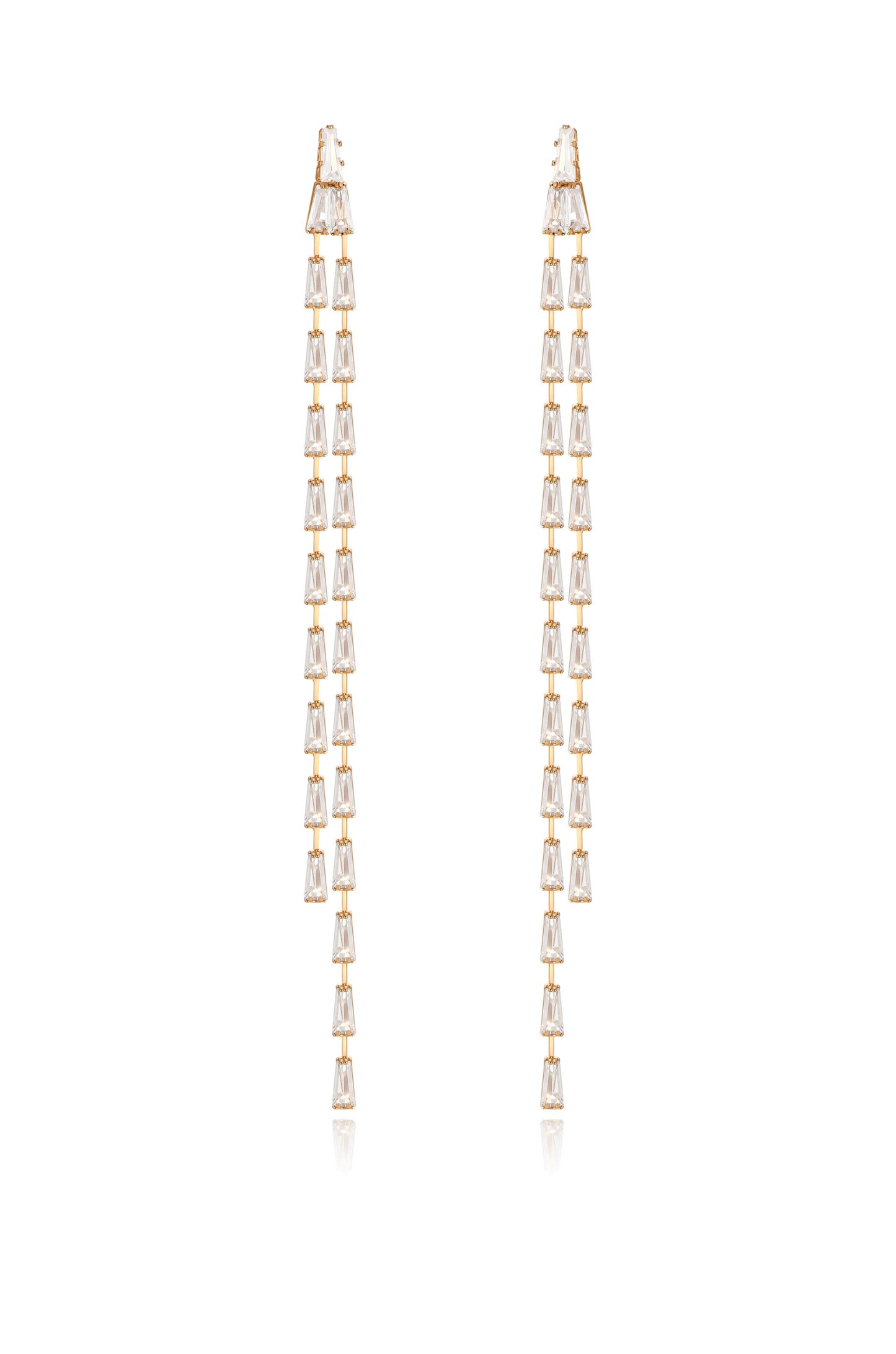 Light Crystal Rain Shower 18k Gold Plated Dangle Earrings