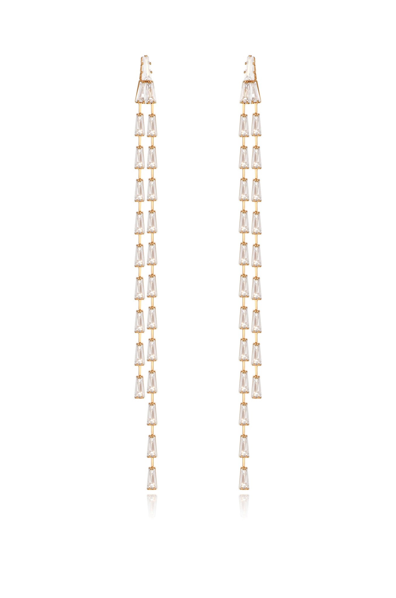 Light Crystal Rain Shower 18k Gold Plated Dangle Earrings