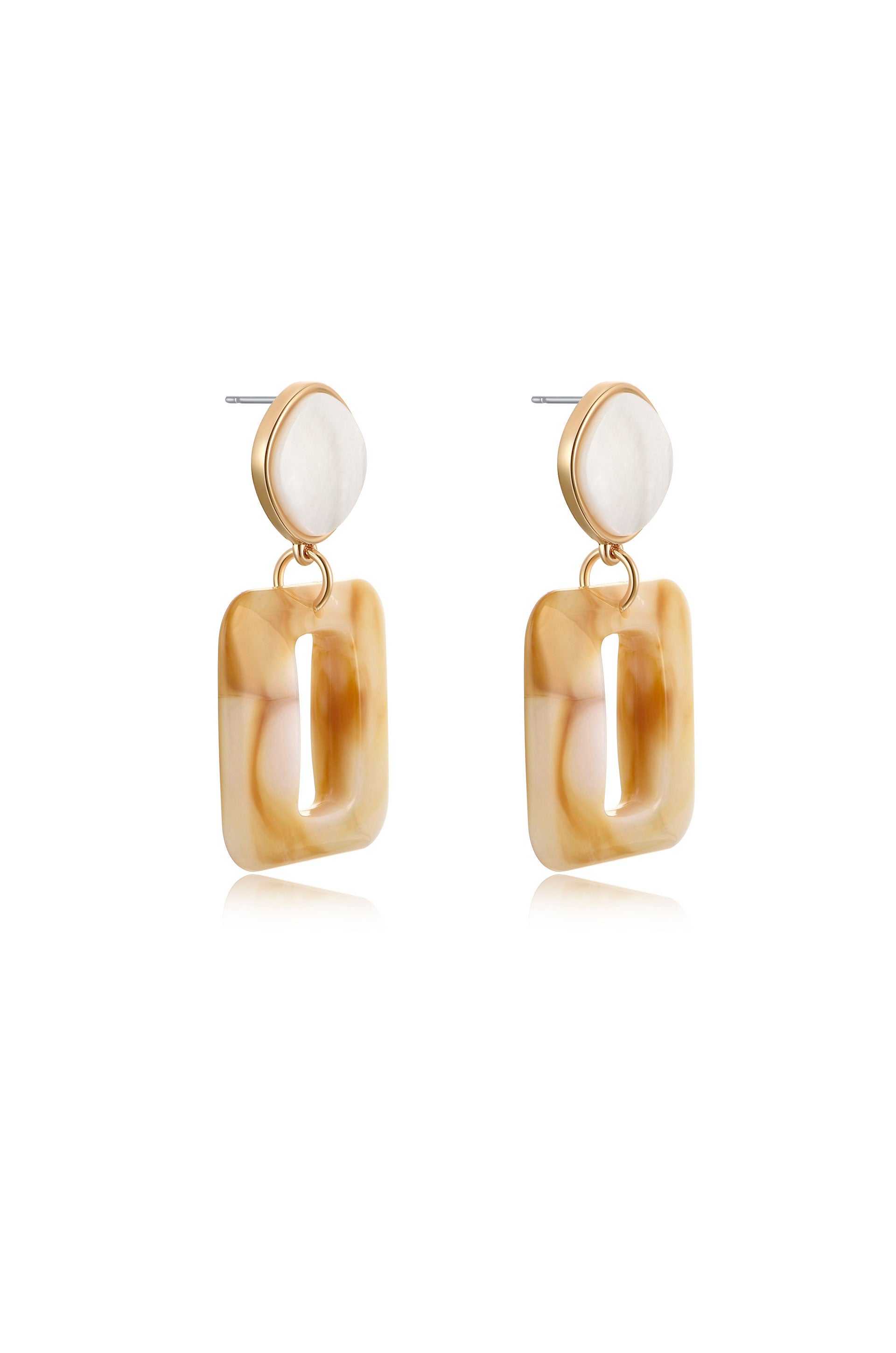 Square Resin 18k Gold Plated Drop Earrings side