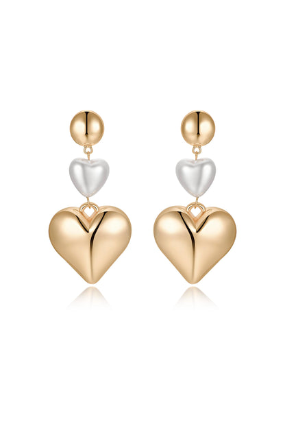 Spread the Love 18k Gold Plated and Pearl Heart Dangle Earrings