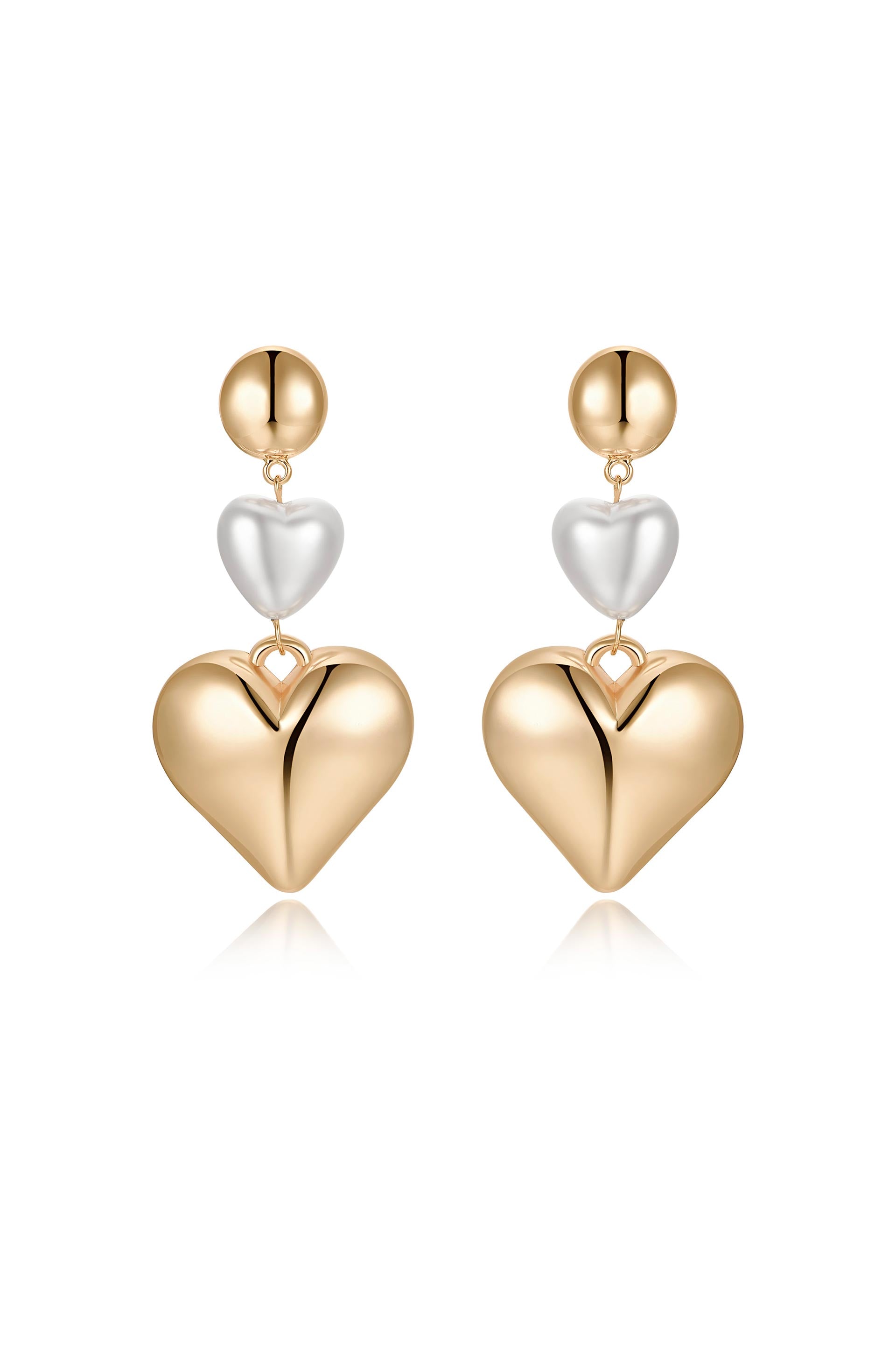 Spread Love Pearl Heart Dangle Earrings
