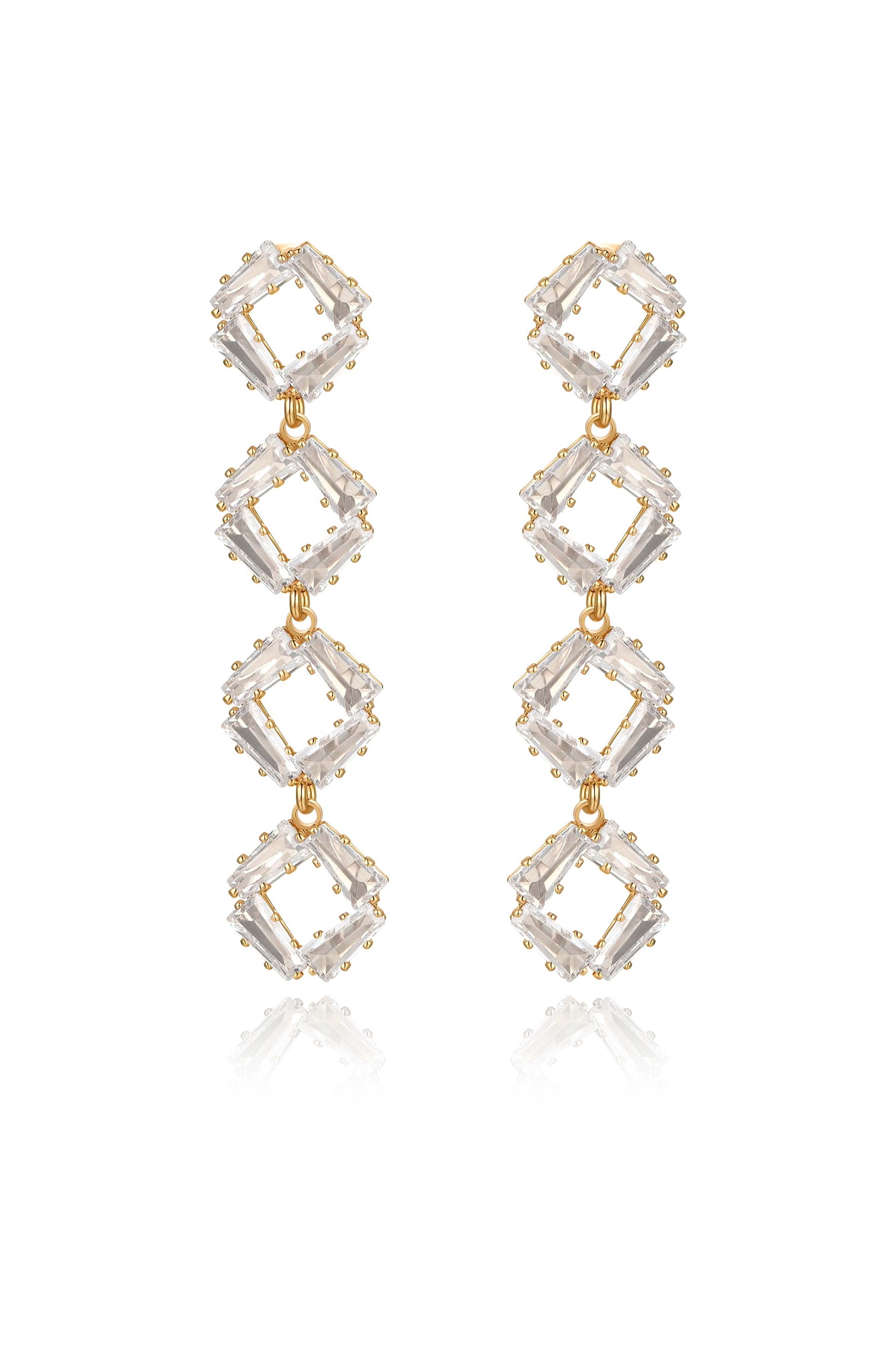 Never Dull your Shine 18k Gold Plated Crystal Drop Earrings