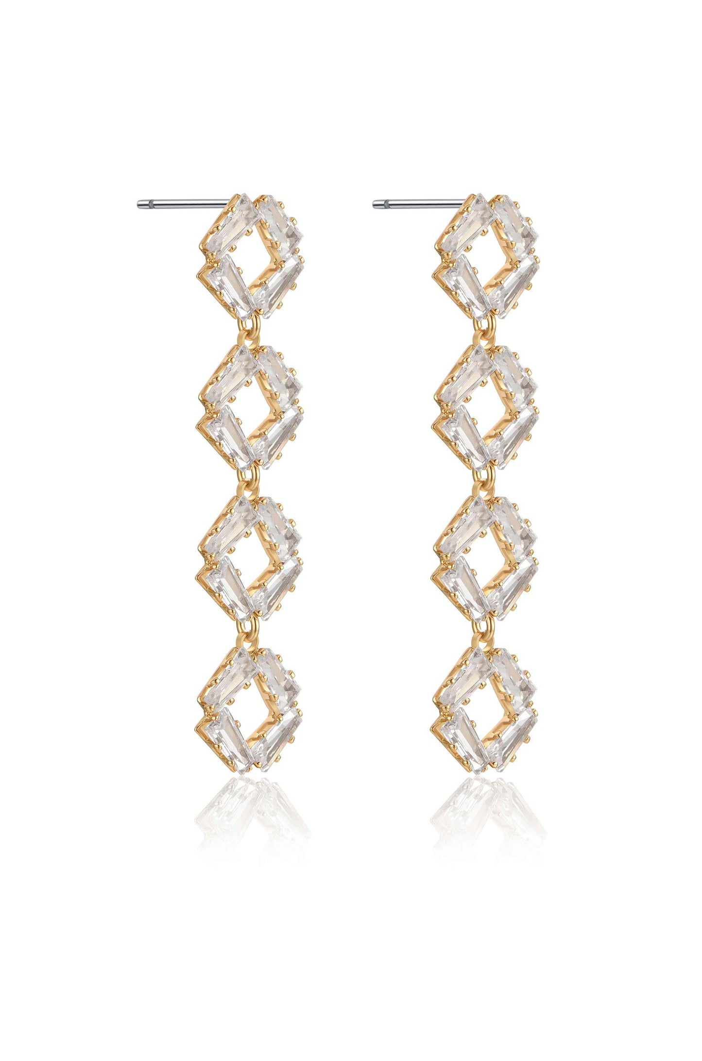 Never Dull your Shine 18k Gold Plated Crystal Drop Earrings side