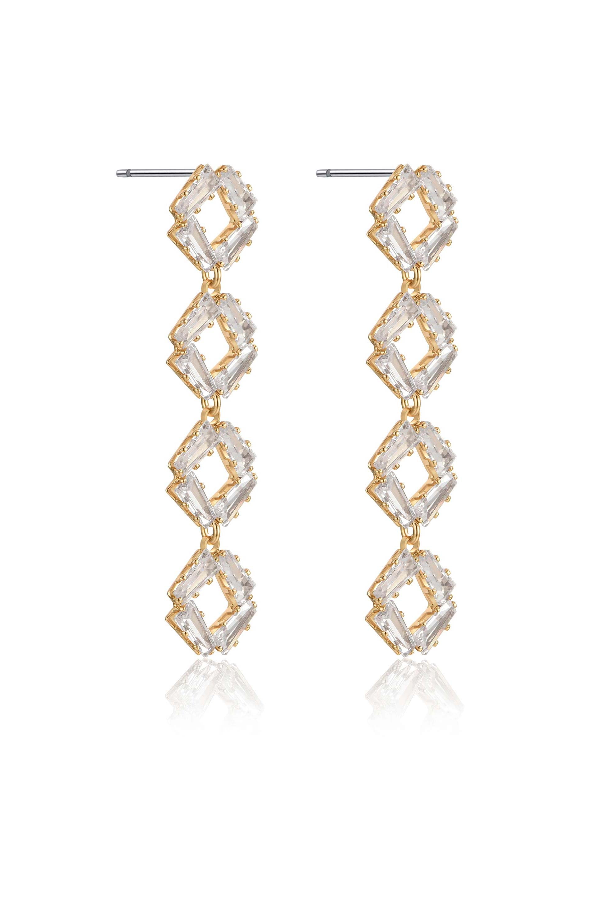 Never Dull your Shine 18k Gold Plated Crystal Drop Earrings side