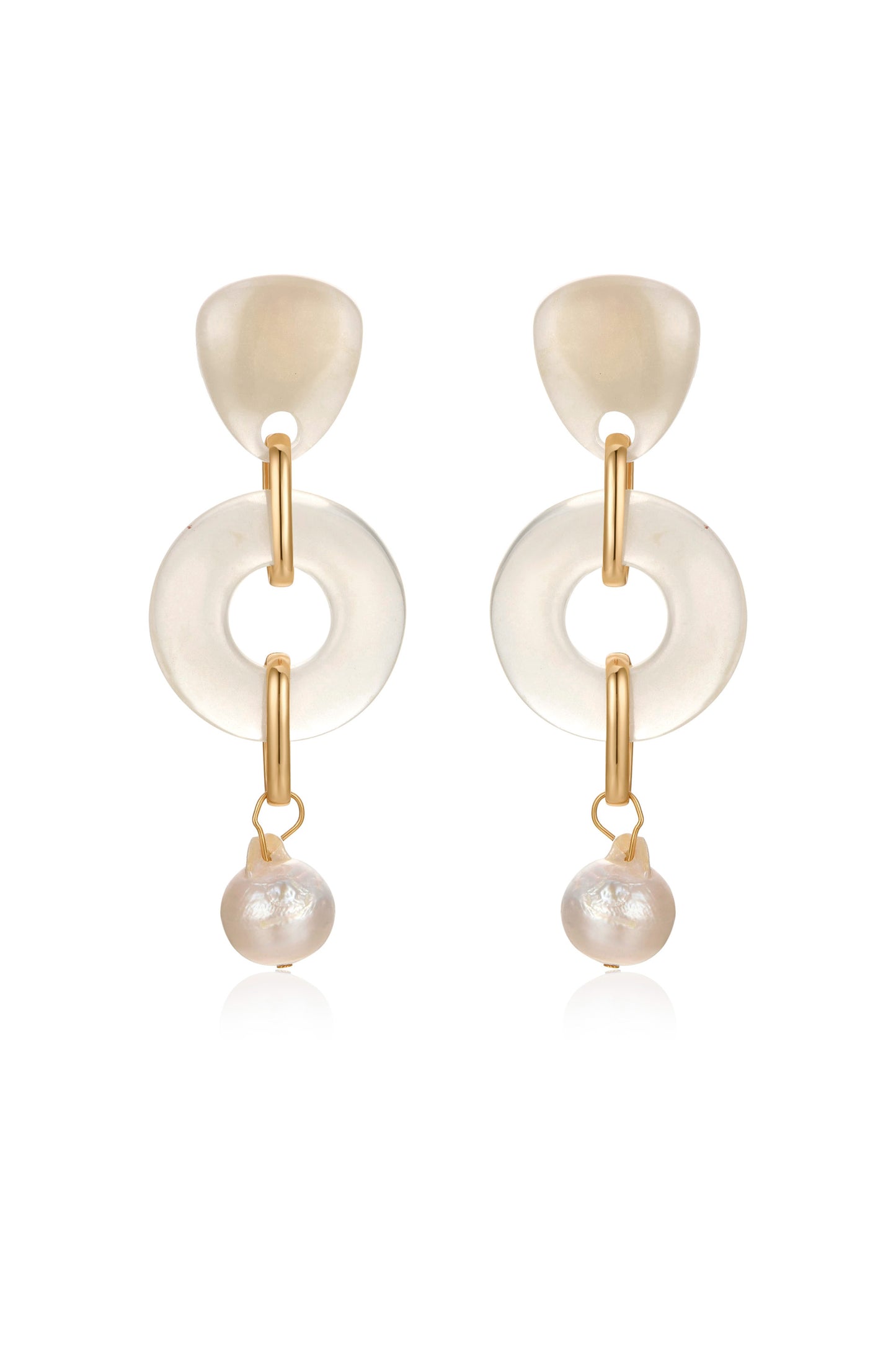 Perfectly Suited Resin and Pearl 18k Gold Plated Dangle Earrings