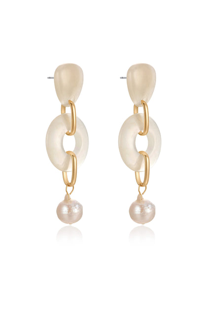 Perfectly Suited Resin and Pearl 18k Gold Plated Dangle Earrings side