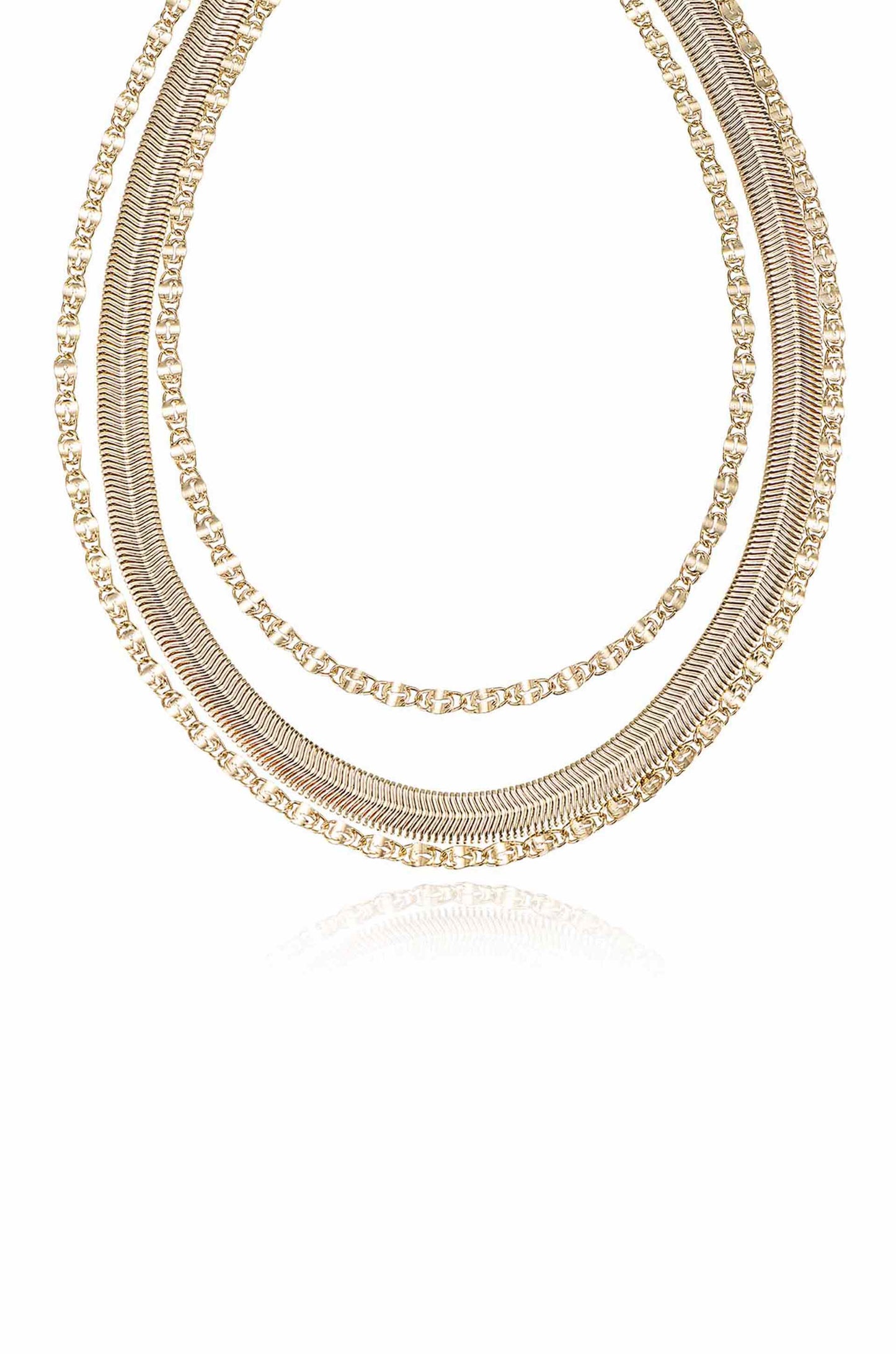 Supreme Mixed Chain 18k Gold Plated Layered Necklace close