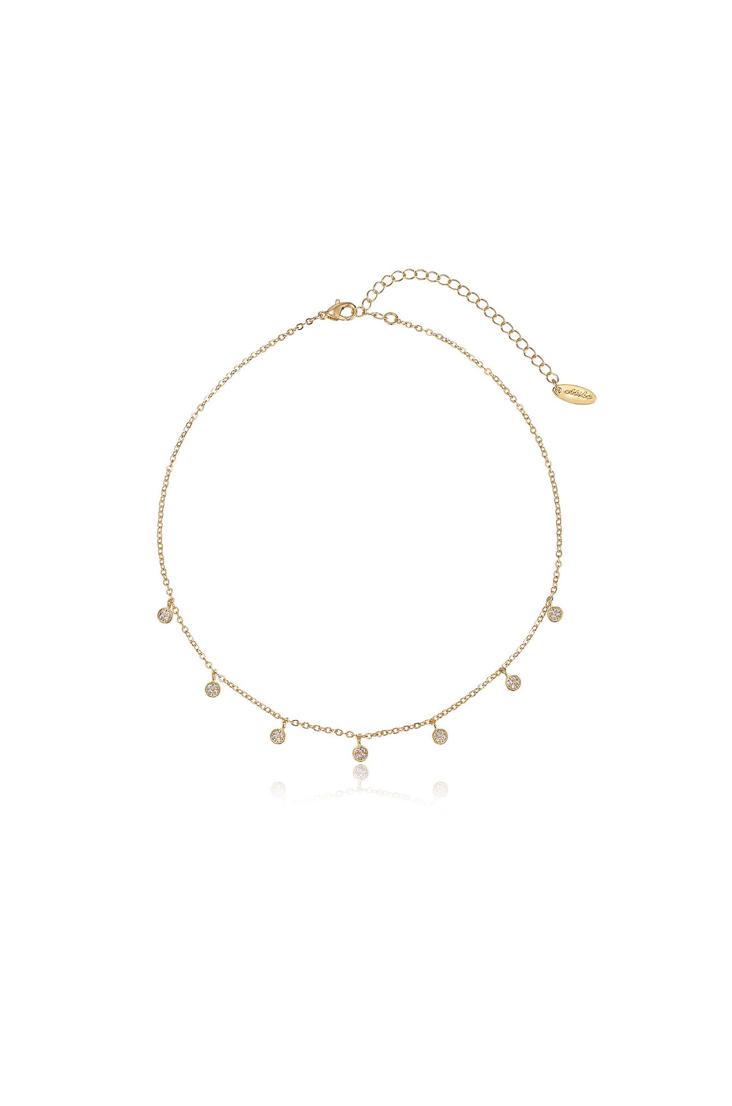 Simplistic Crystal Layered 18k Gold Plated Lariat Necklace Set 1