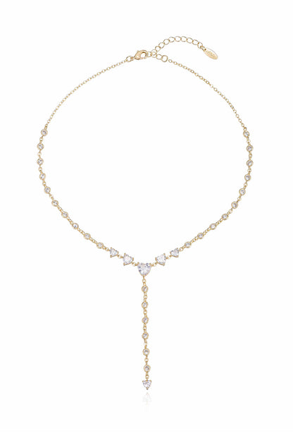 Queen of Hearts 18k Gold Plated Crystal Lariat Necklace