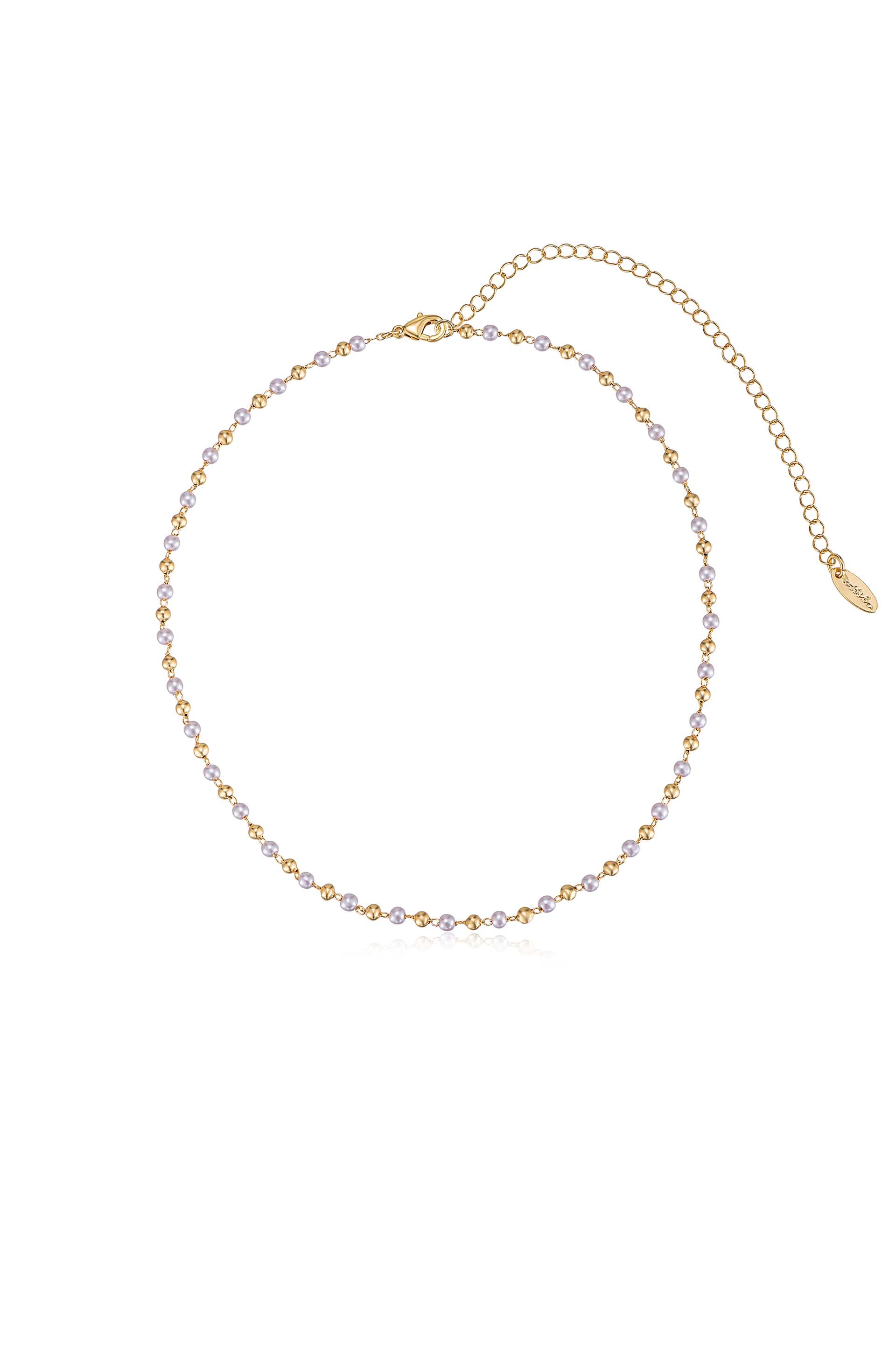 Crystal Spark and 18k Gold Plated Ball Chain Necklace Set 1