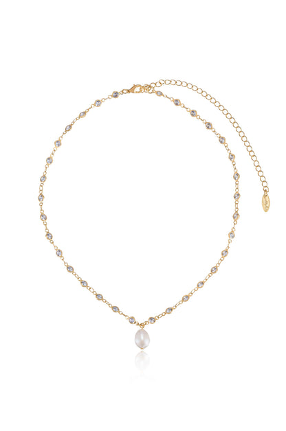 Crystal Spark and 18k Gold Plated Ball Chain Necklace Set 2