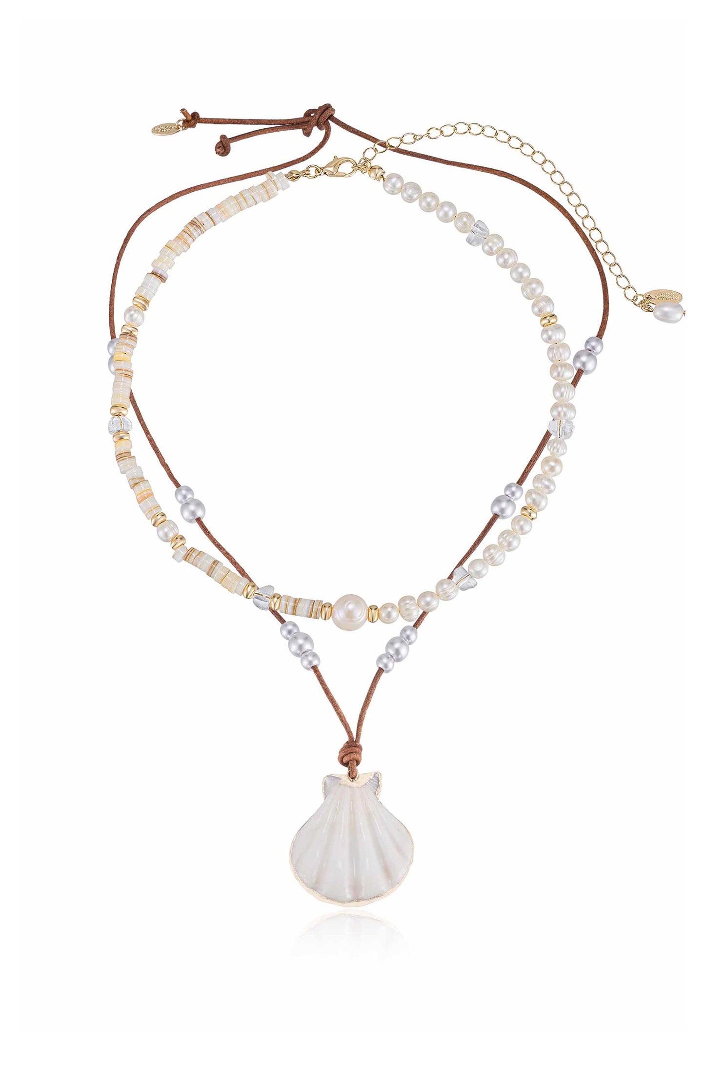 Beach Days Shell Pendant 18k Gold Plated Necklace Set