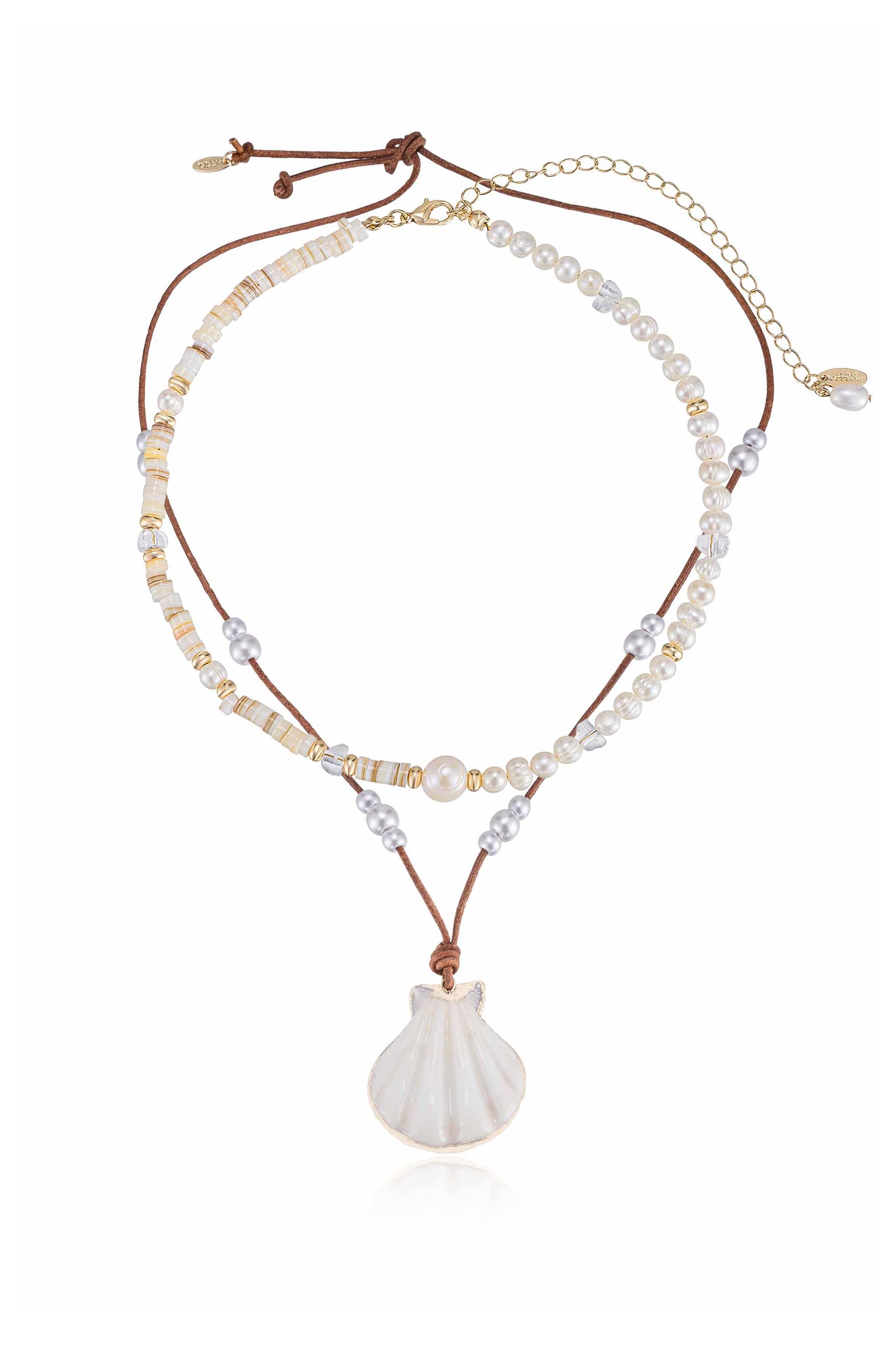 Beach Days Shell Pendant Necklace Set full