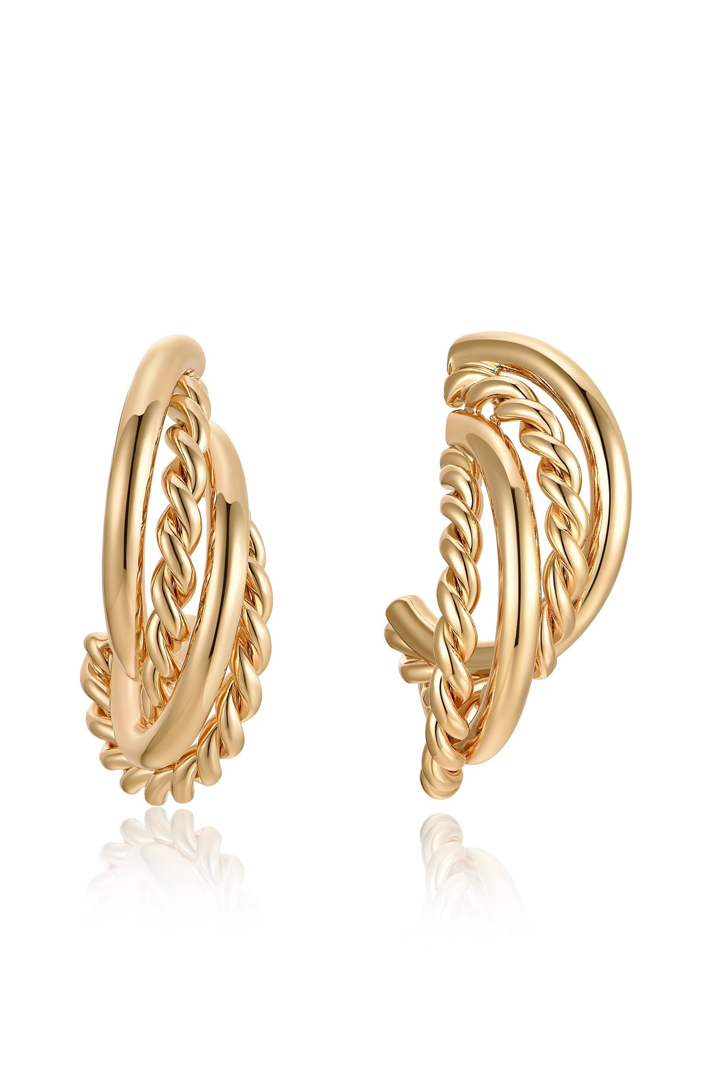 Twists and Turns 18k Gold Plated Hoop Earrings