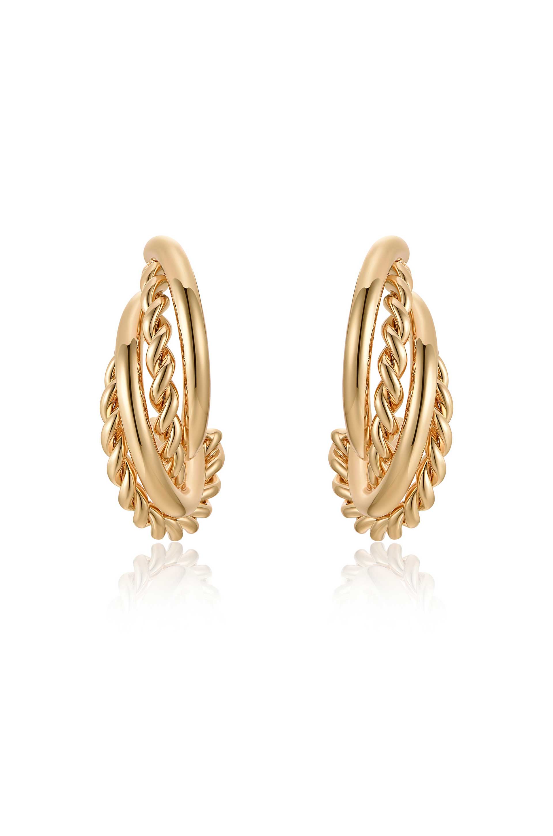 Twists and Turns 18k Gold Plated Hoop Earrings front