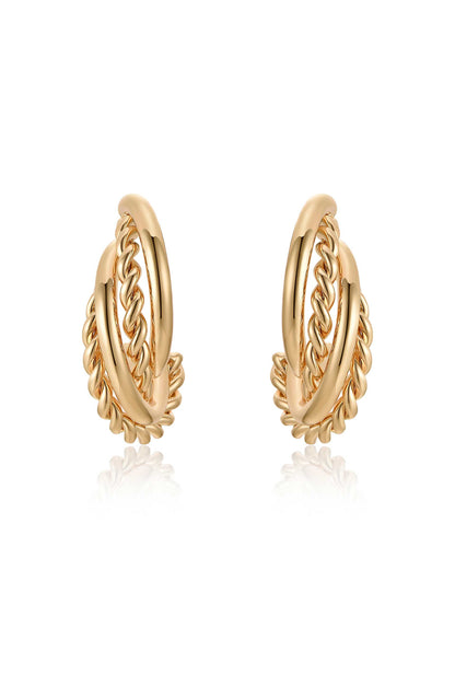 Twists and Turns 18k Gold Plated Hoop Earrings front