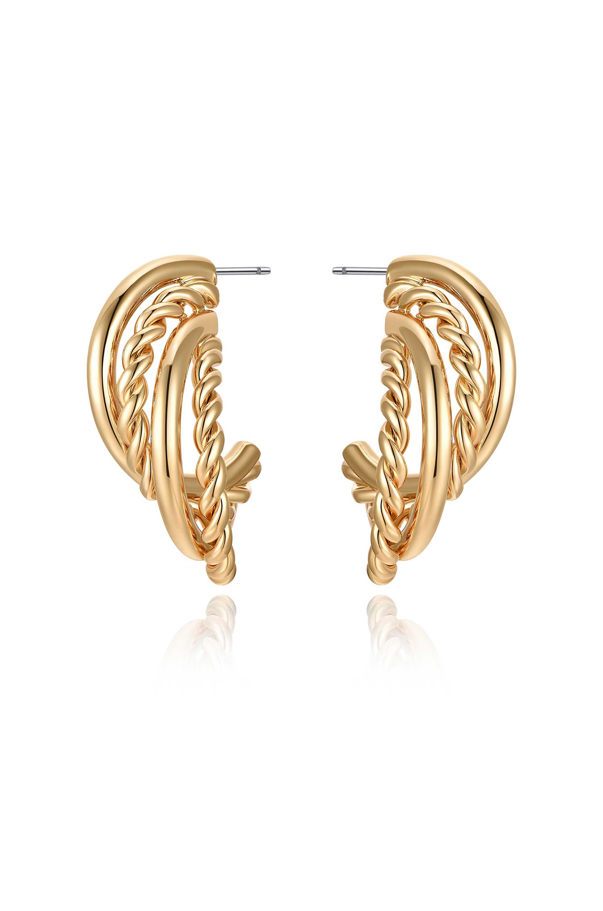 Twists and Turns 18k Gold Plated Hoop Earrings side