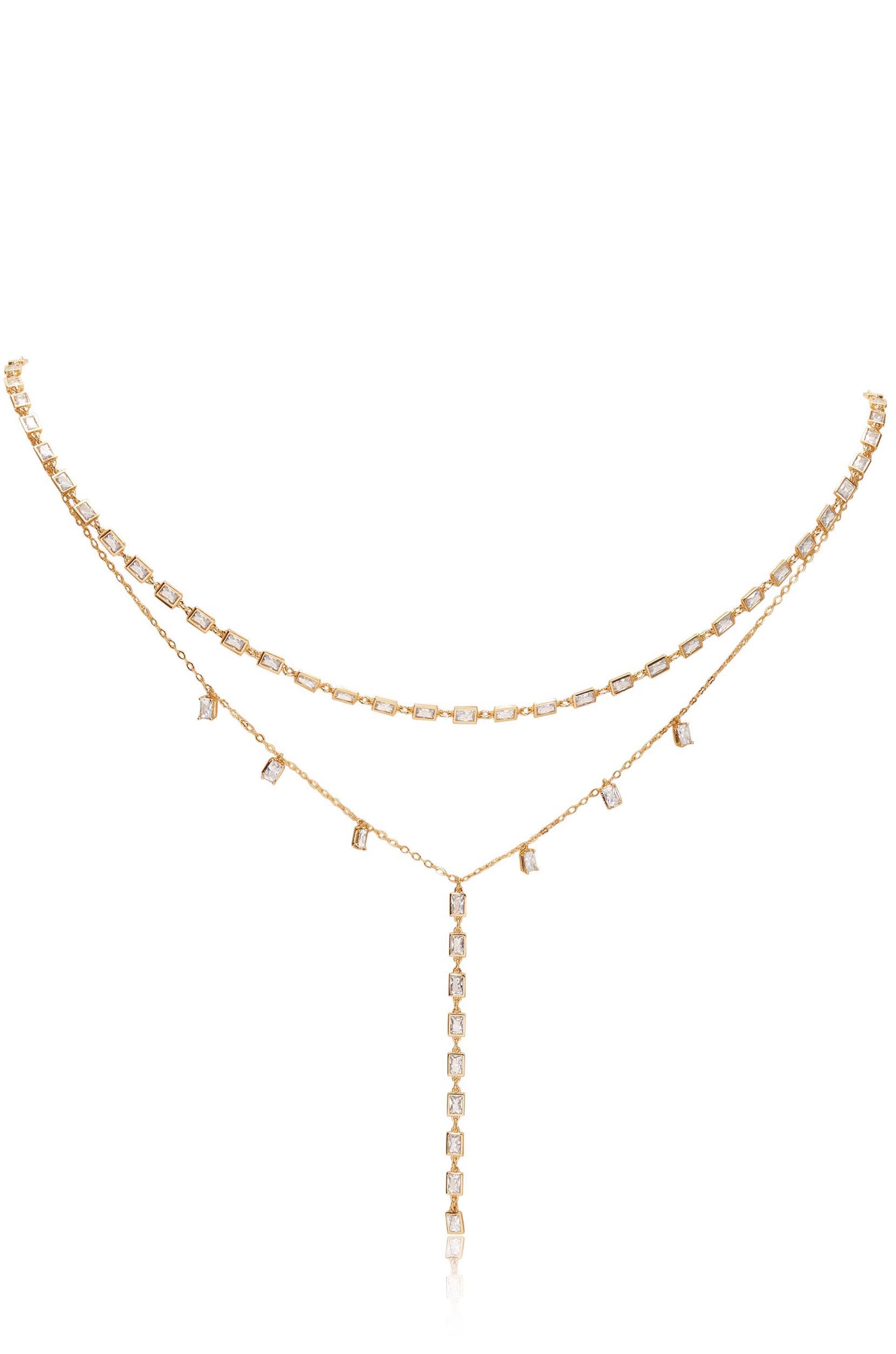 Pure Elegance Crystal Drop Back Necklace