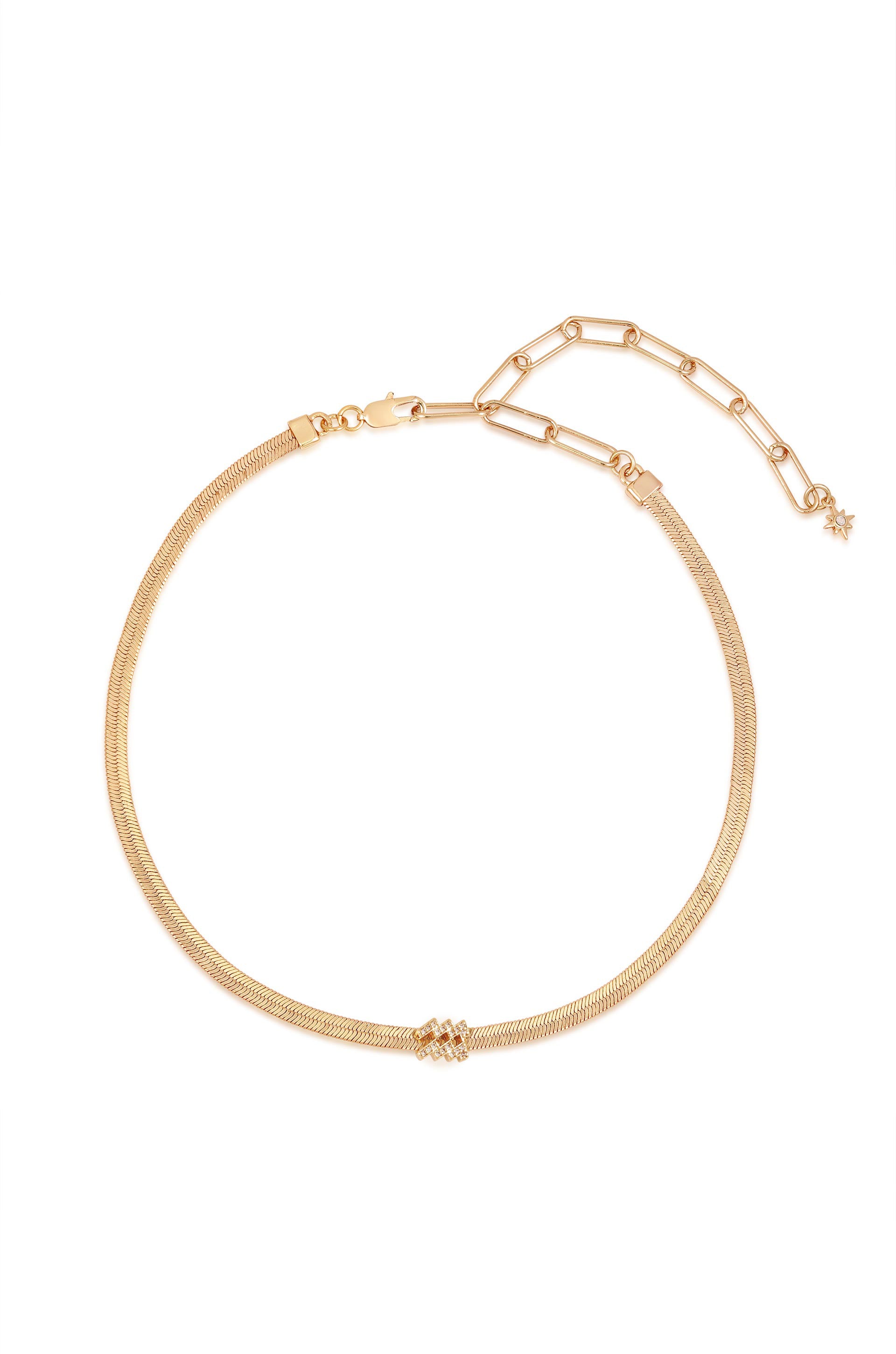 Zodiac Herringbone 18k Gold Plated Necklace 2