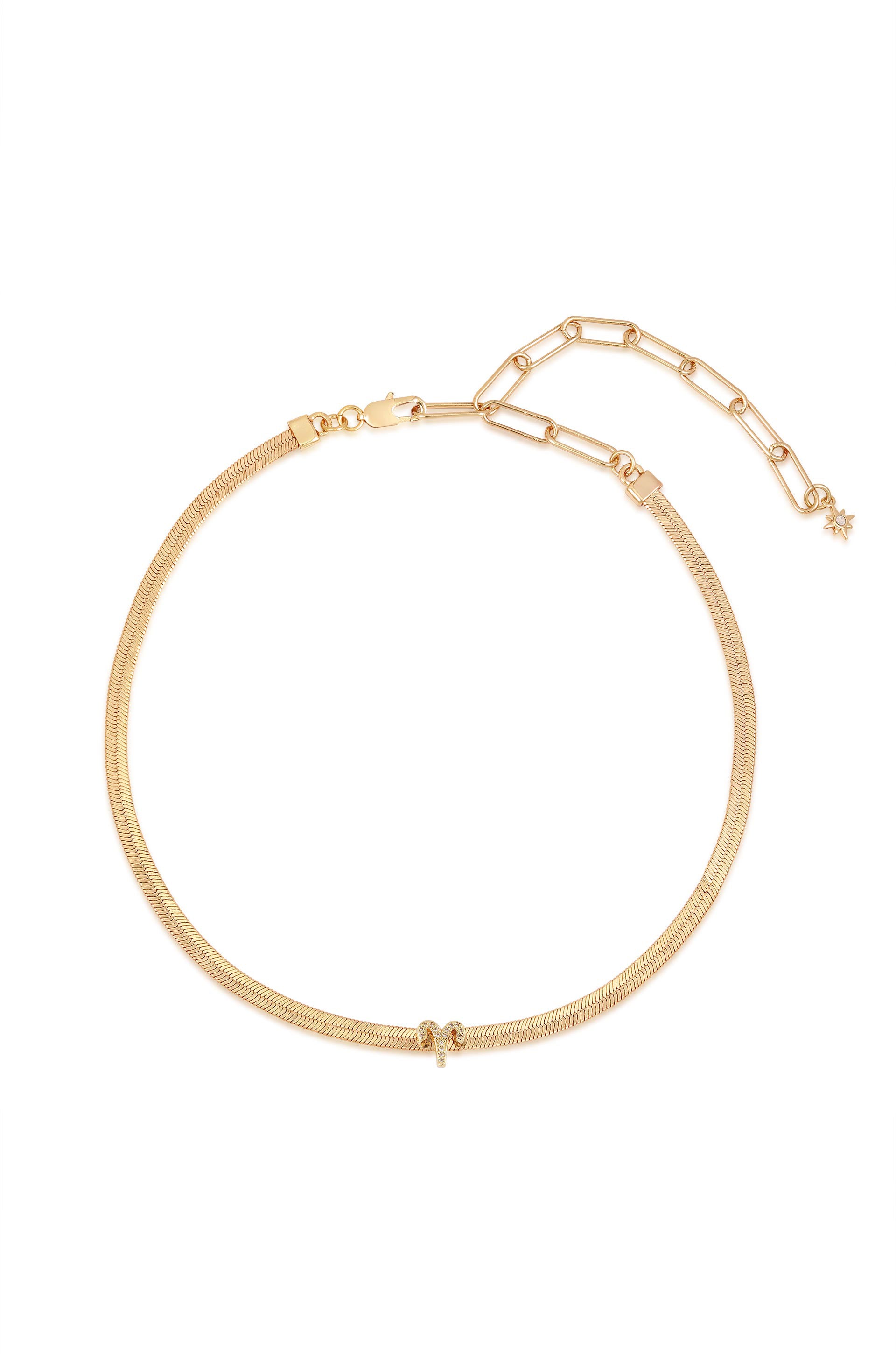 Zodiac Herringbone 18k Gold Plated Necklace 3