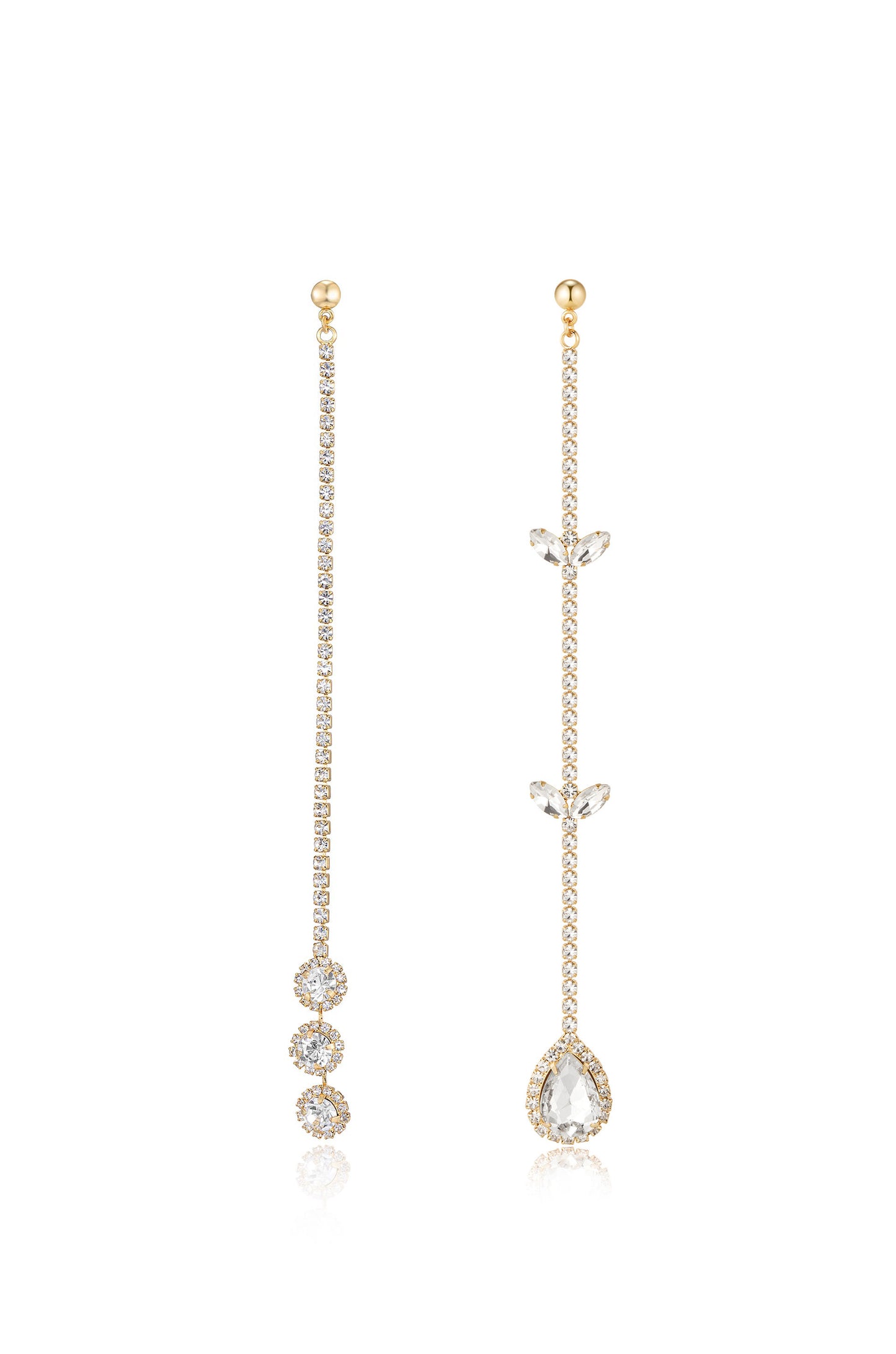 Mix It Up Crystal 18k Gold Plated Asymmetrical Earrings