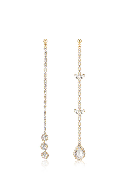 Mix It Up Crystal 18k Gold Plated Asymmetrical Earrings