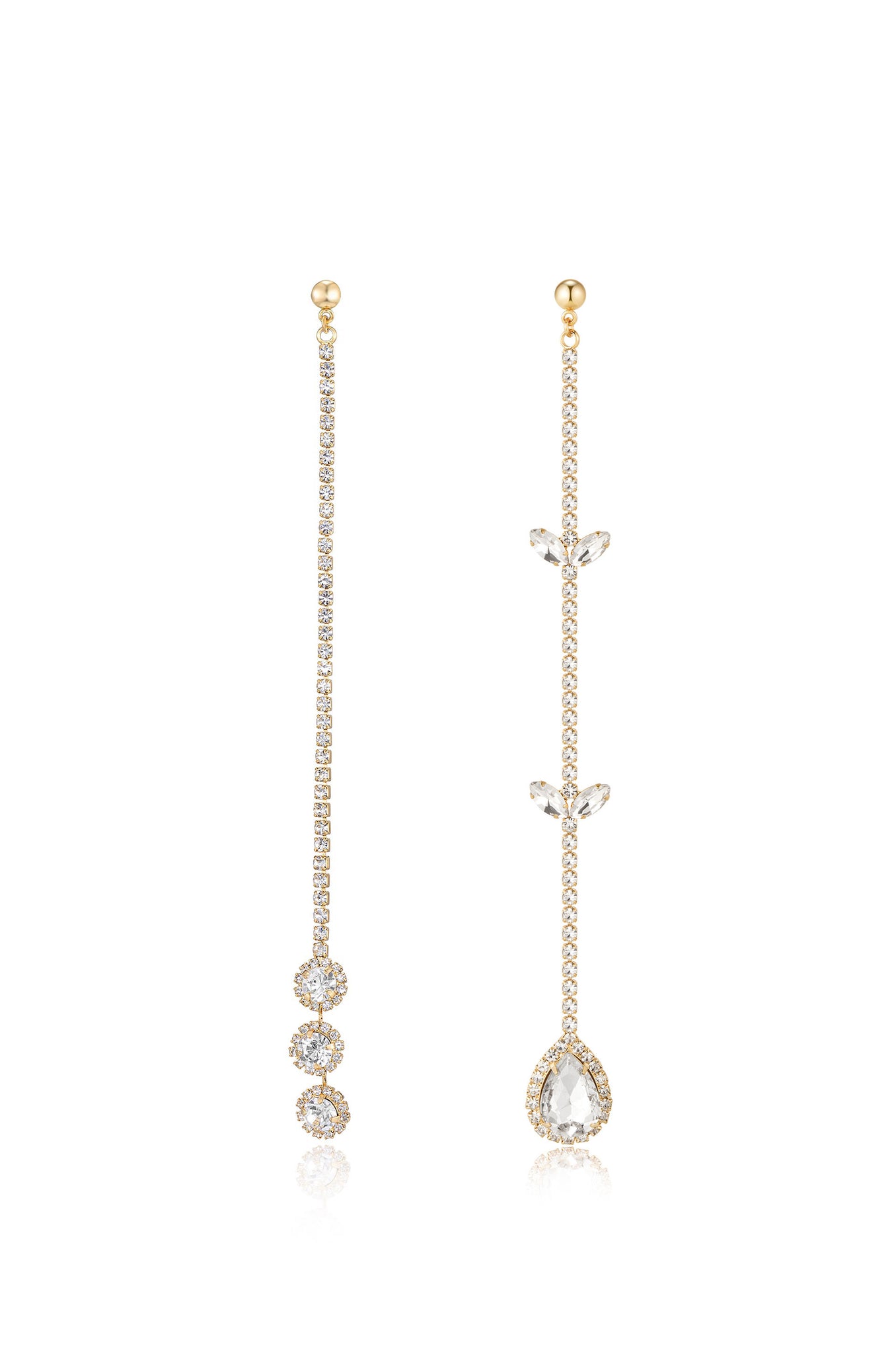 Mix It Up Crystal 18k Gold Plated Asymmetrical Earrings