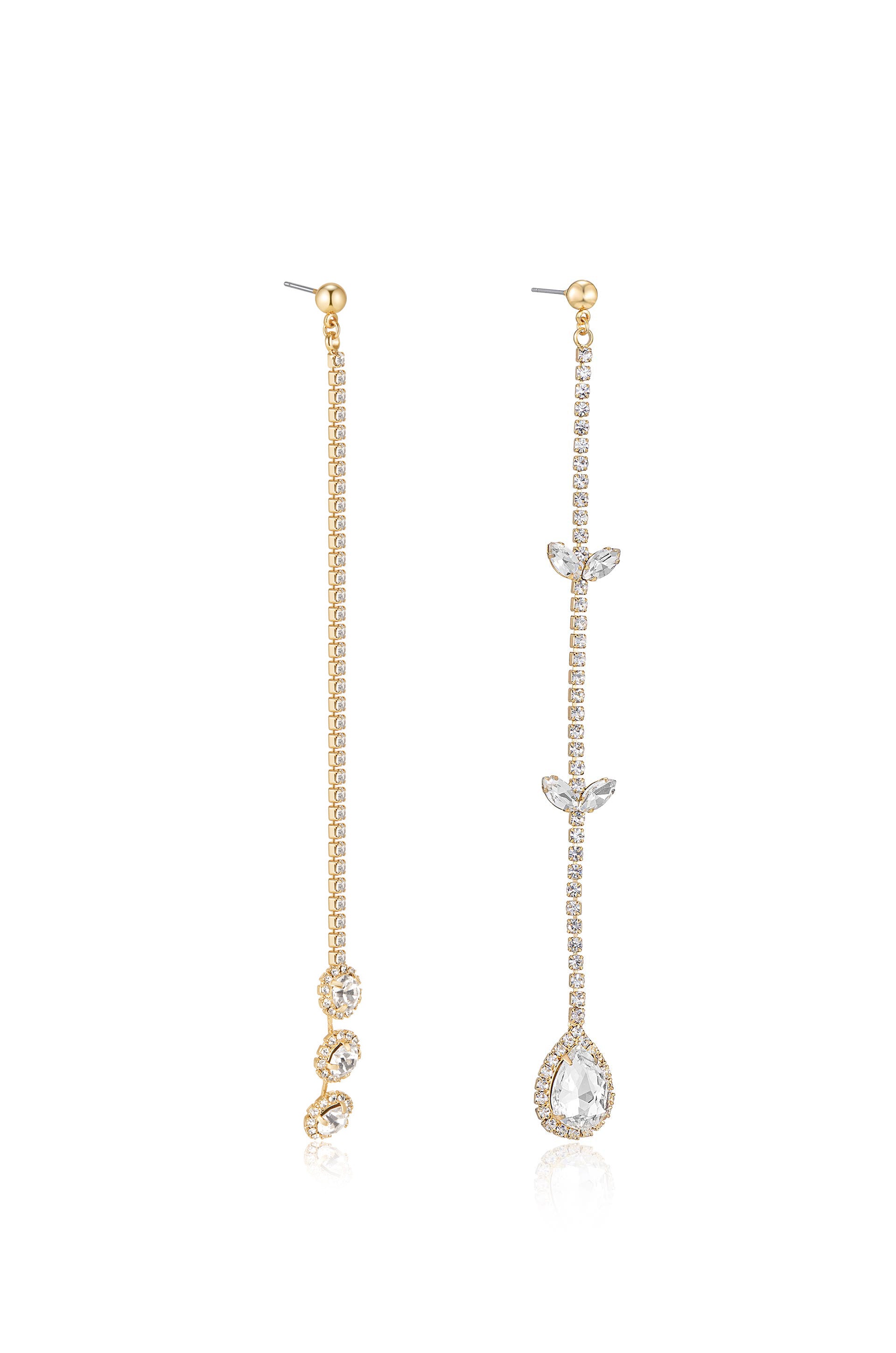 Mix It Up Crystal 18k Gold Plated Asymmetrical Earrings side