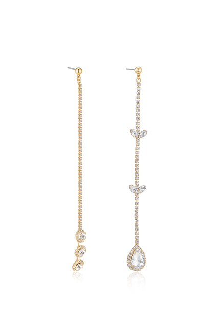 Mix It Up Crystal 18k Gold Plated Asymmetrical Earrings side