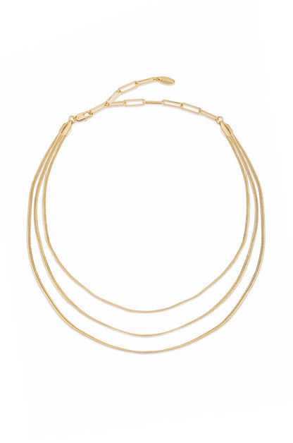 Triple Flex Snake Chain Layered 18k Gold Plated Necklace