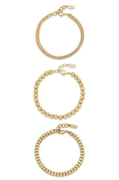 Classical 18k Gold Plated Trio Bracelet Set