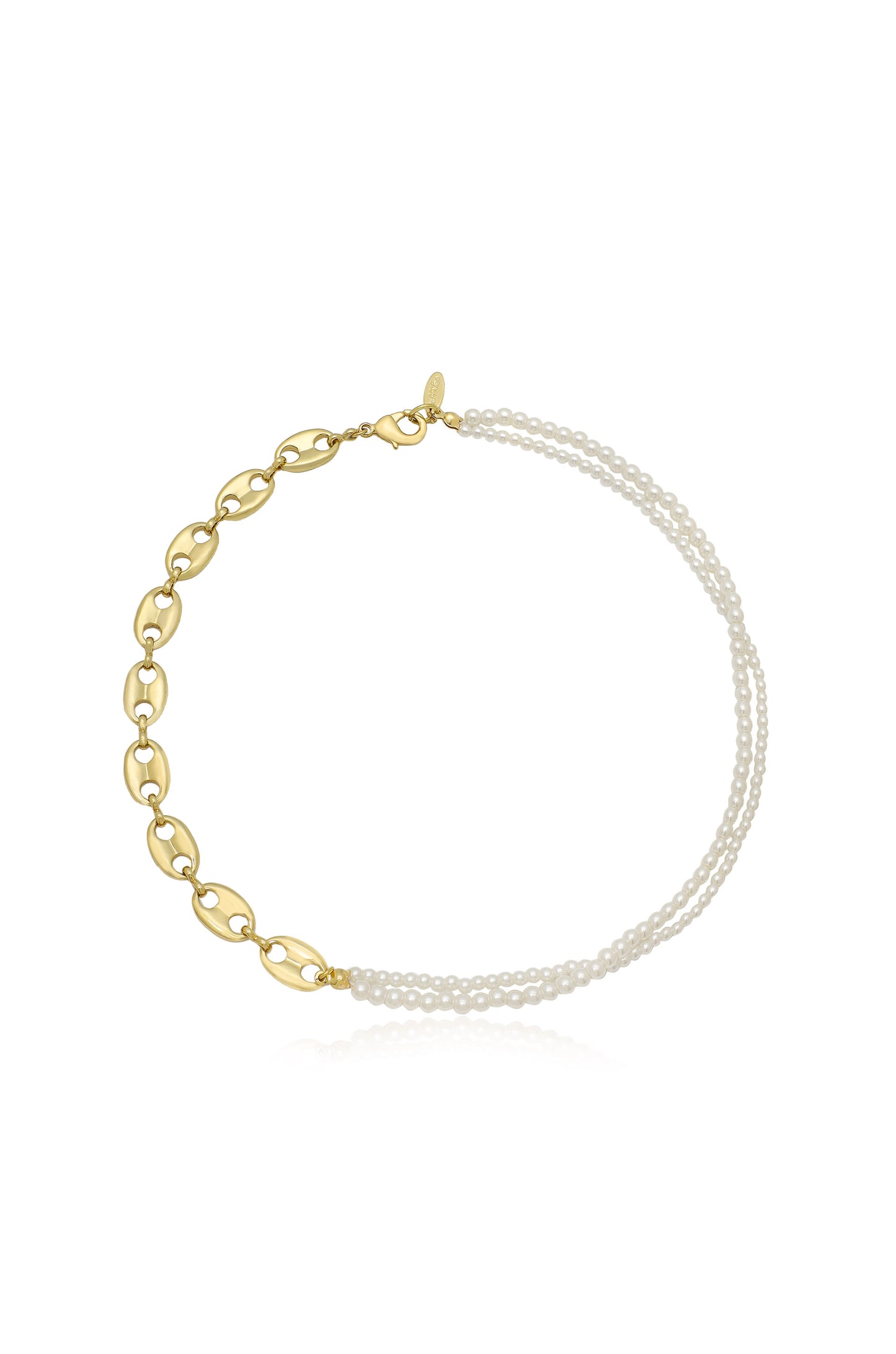 Meet Me Halfway Pearl and 18k Gold Plated Chain Link Necklace