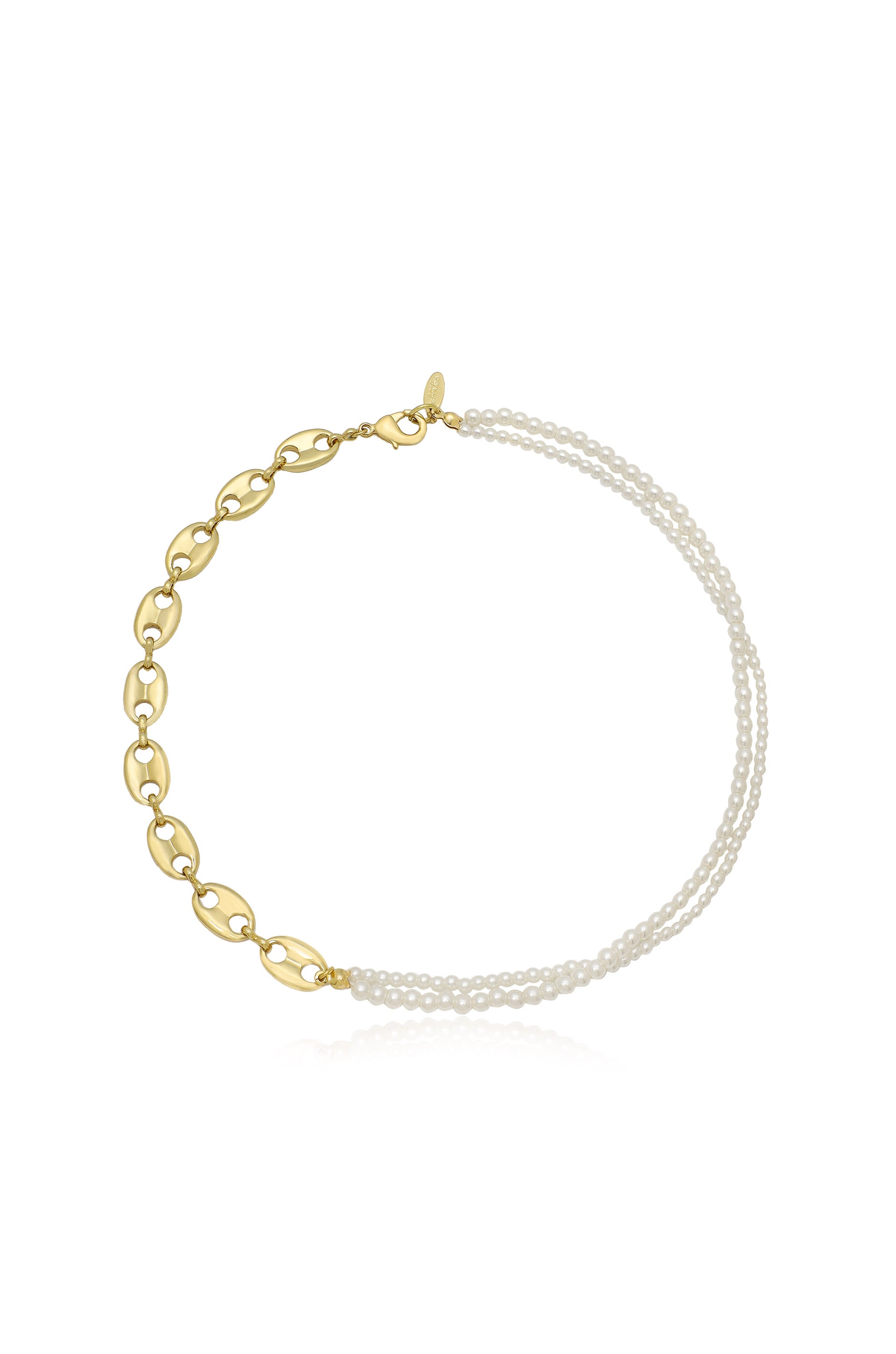 Meet Me Halfway Pearl and 18k Gold Plated Chain Link Necklace