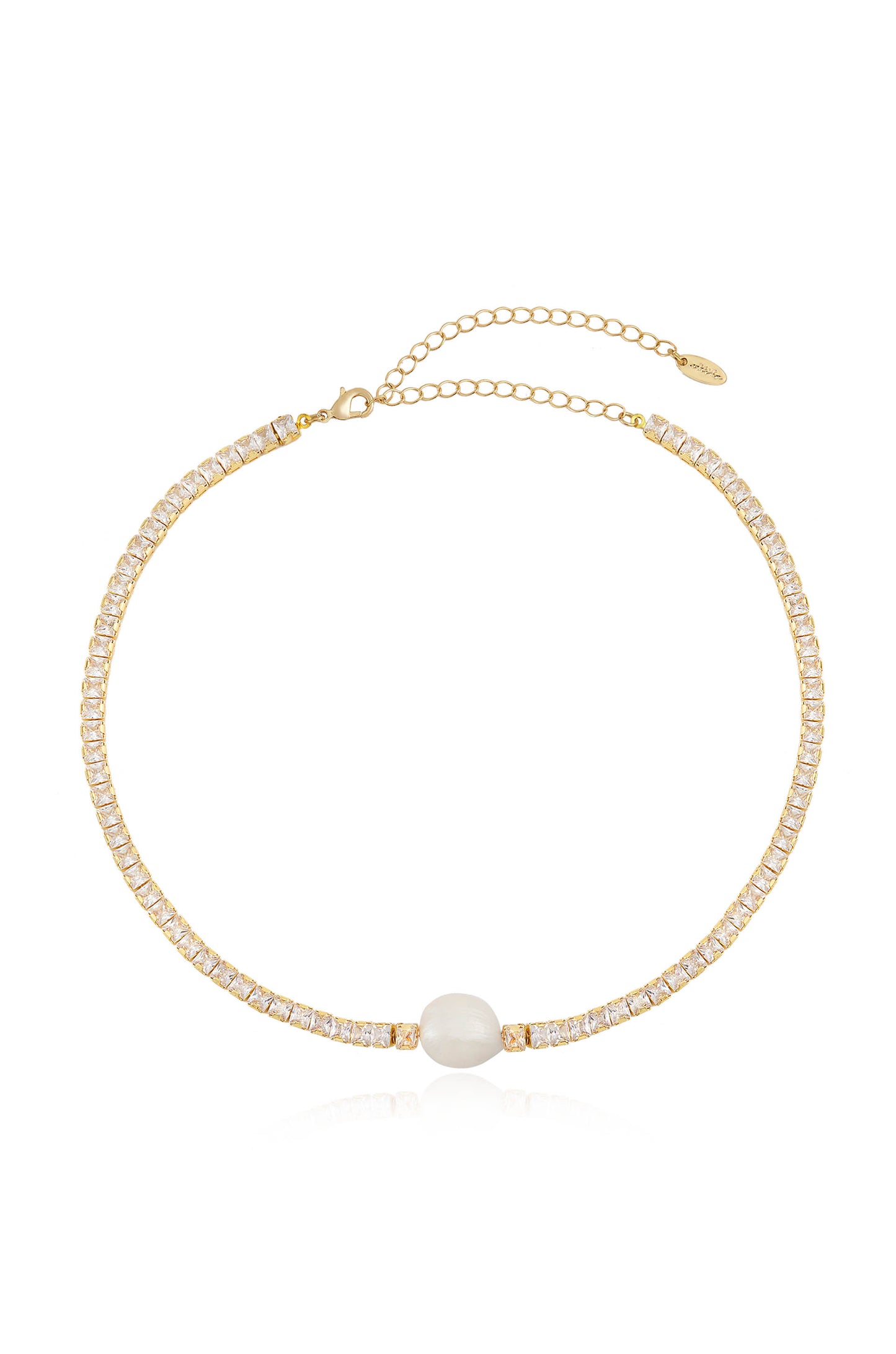 Single Freshwater Pearl 18k Gold Plated Link Necklace