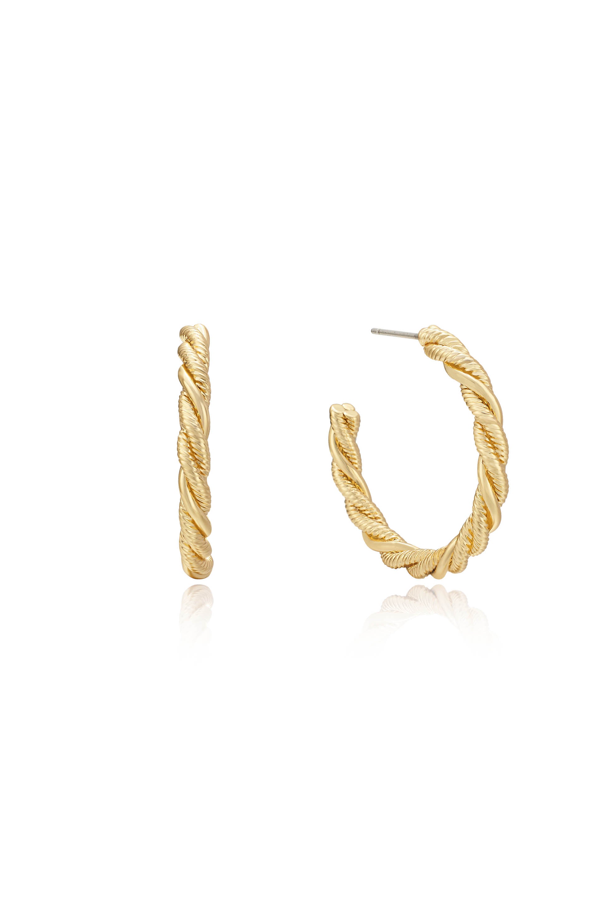 Spun Strands 18k Gold Plated Hoop Earrings