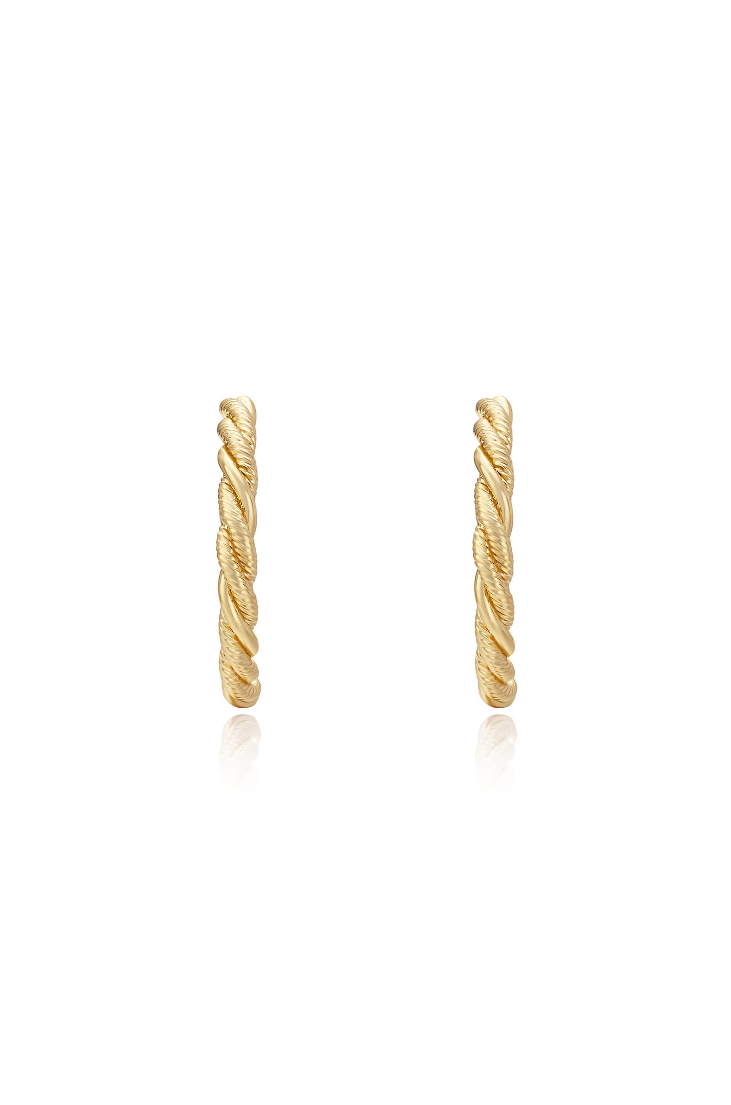 Spun Strands 18k Gold Plated Hoop Earrings front