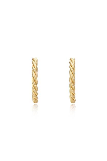 Spun Strands 18k Gold Plated Hoop Earrings front