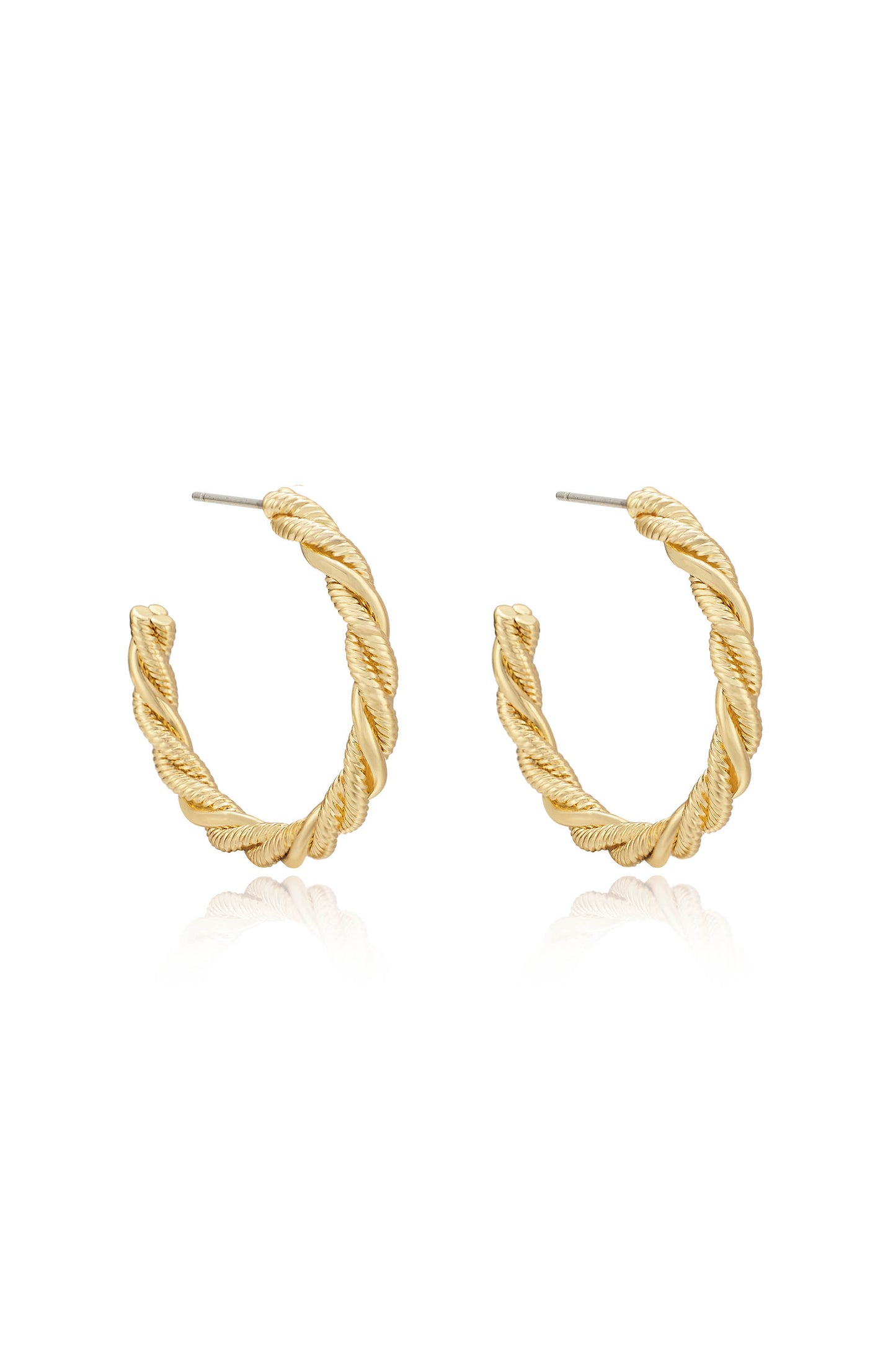 Spun Strands 18k Gold Plated Hoop Earrings side