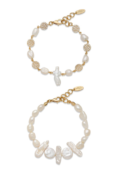 Freshwater Favorites 18k Gold Plated Pearl Bracelet Set