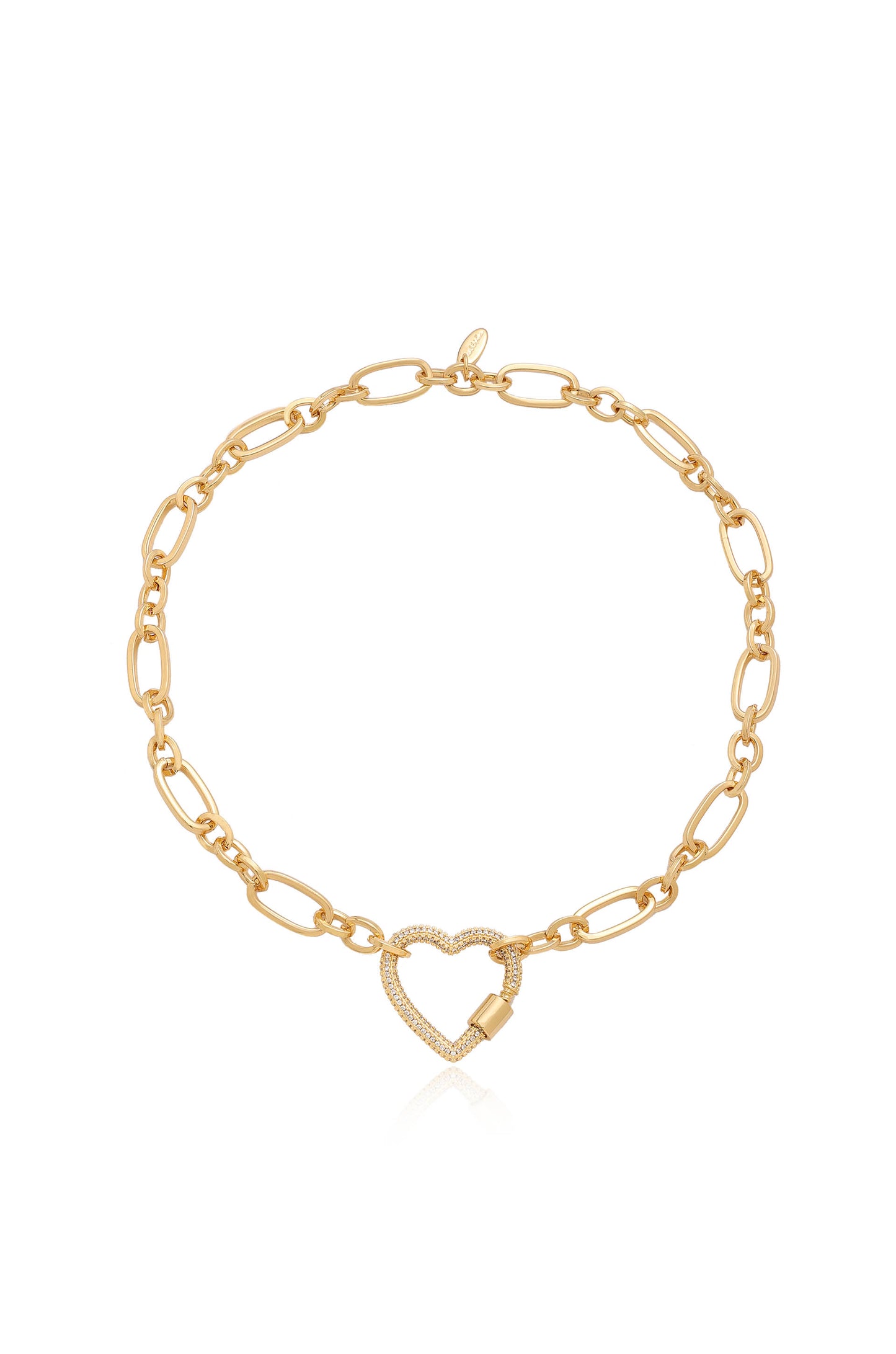 Open Heart Lock 18k Gold Plated Necklace