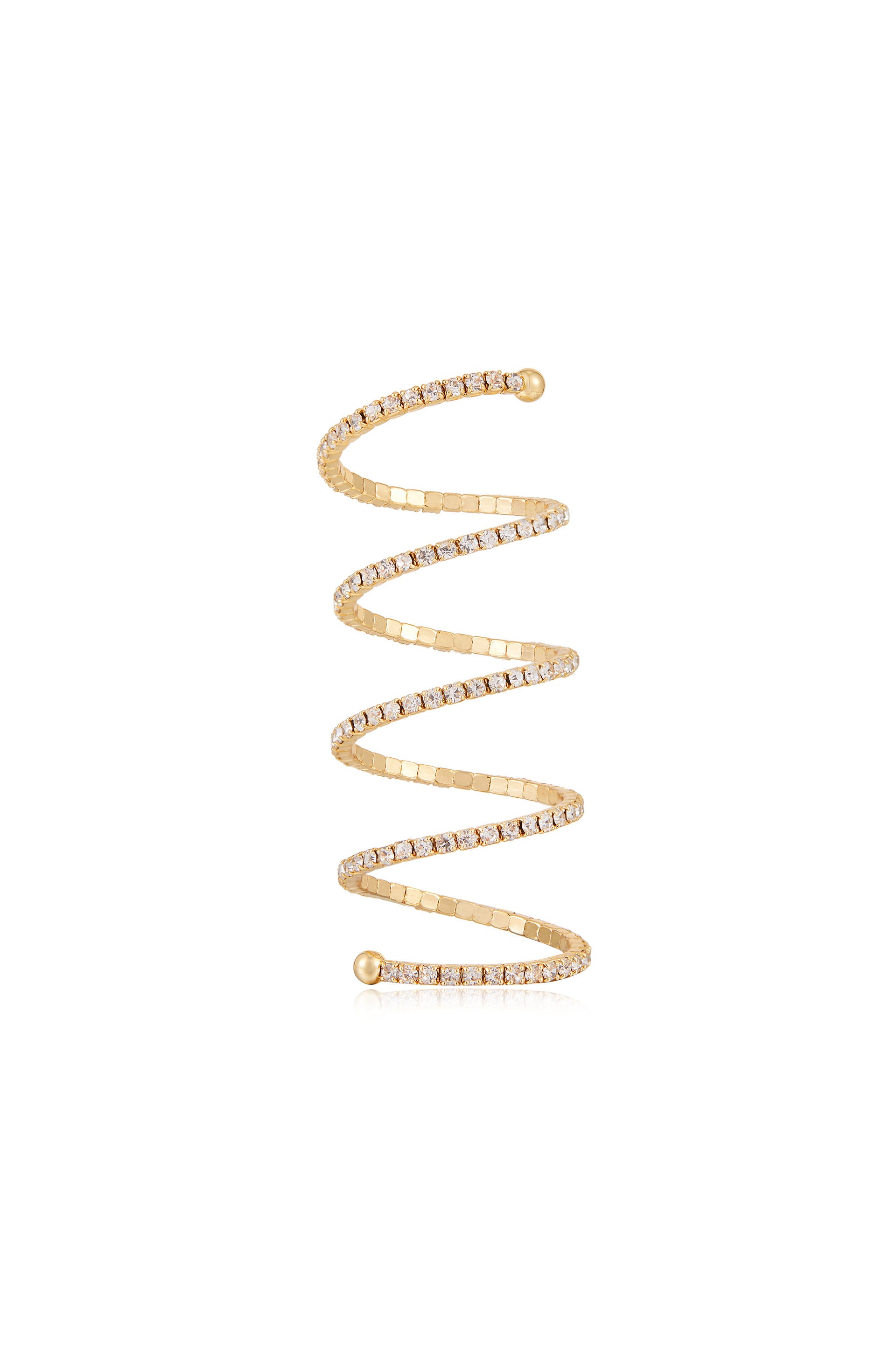 Spiral Down Crystal 18k Gold Plated Ring