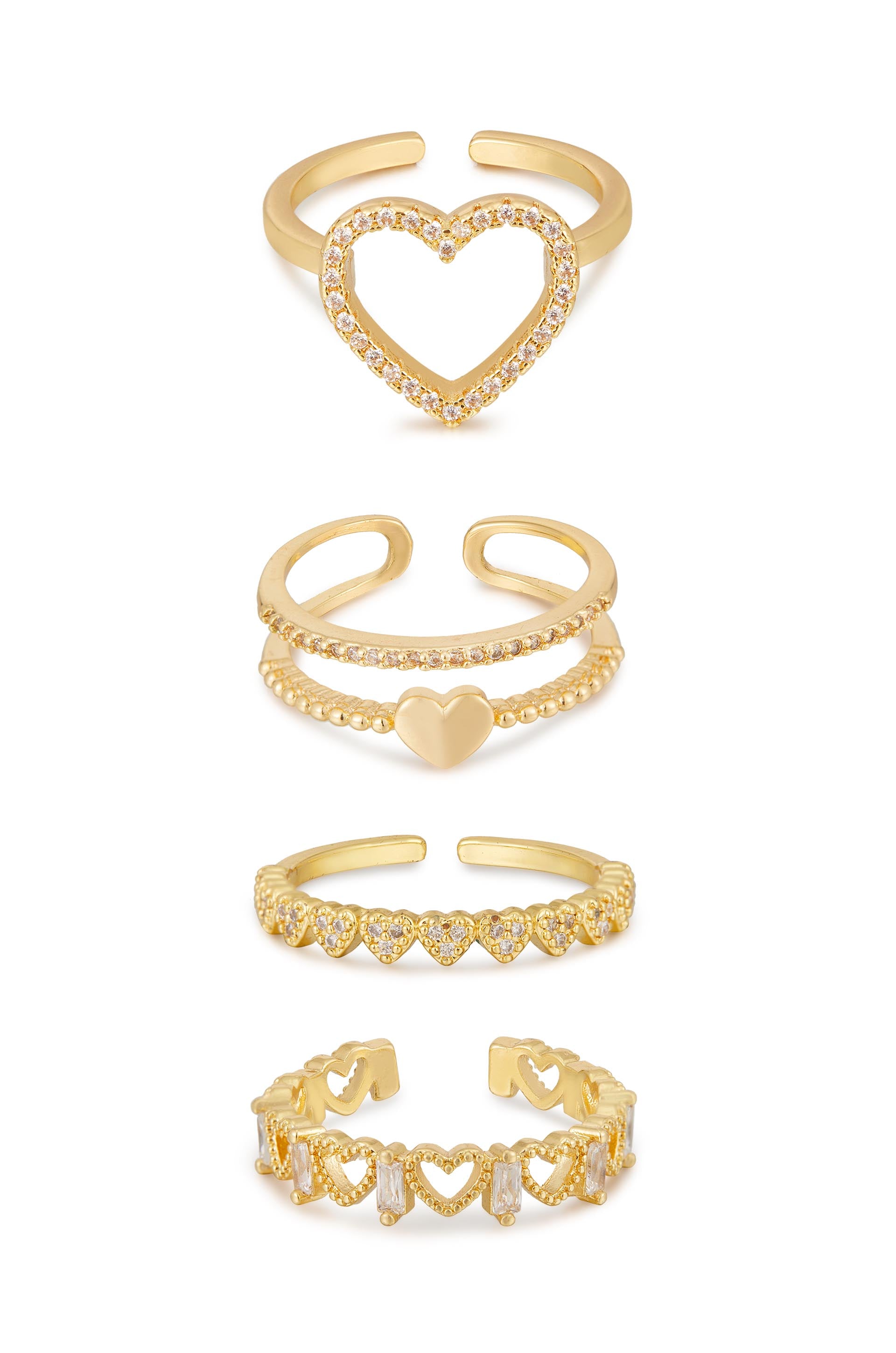 Loving On You 18k Gold Plated & Crystal Ring Set
