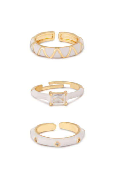 Carolina White and 18k Gold Plated Ring Set