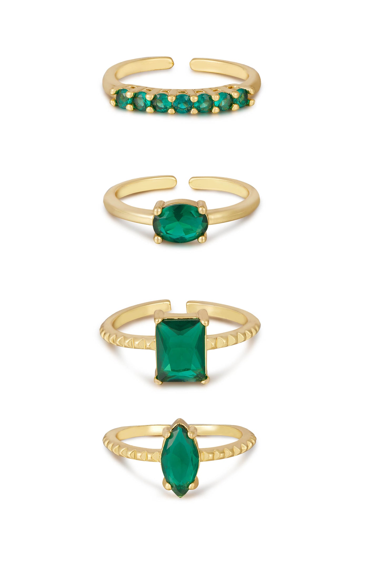 Green With Envy 18k Gold Plated Ring Set