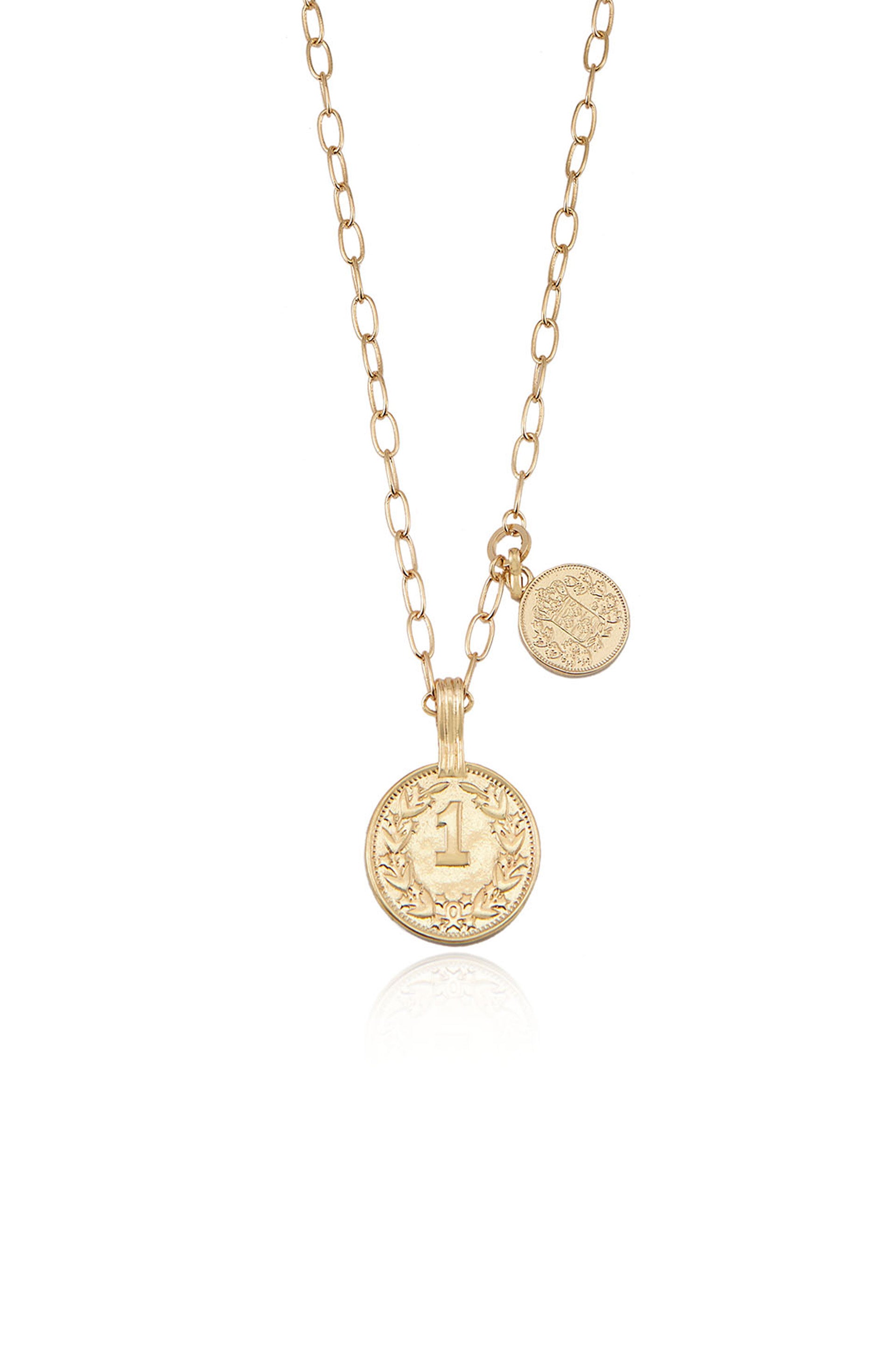 Simplicity Coin & Chain Necklace close up