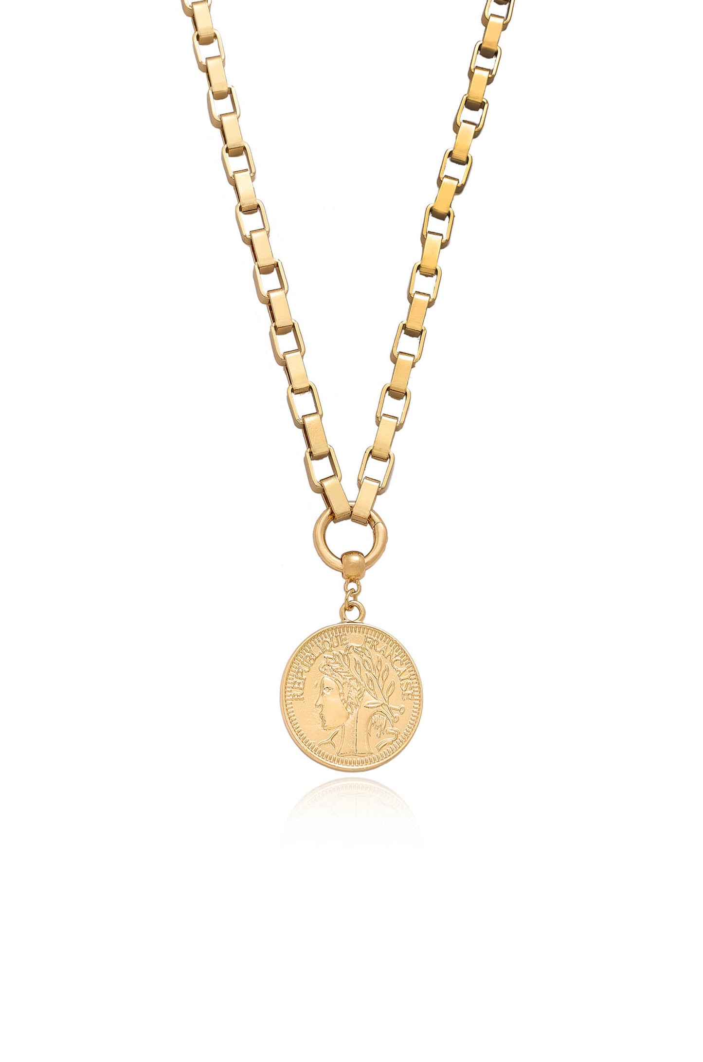 The Traveler's Coin 18k Gold Plated Chain Necklace close